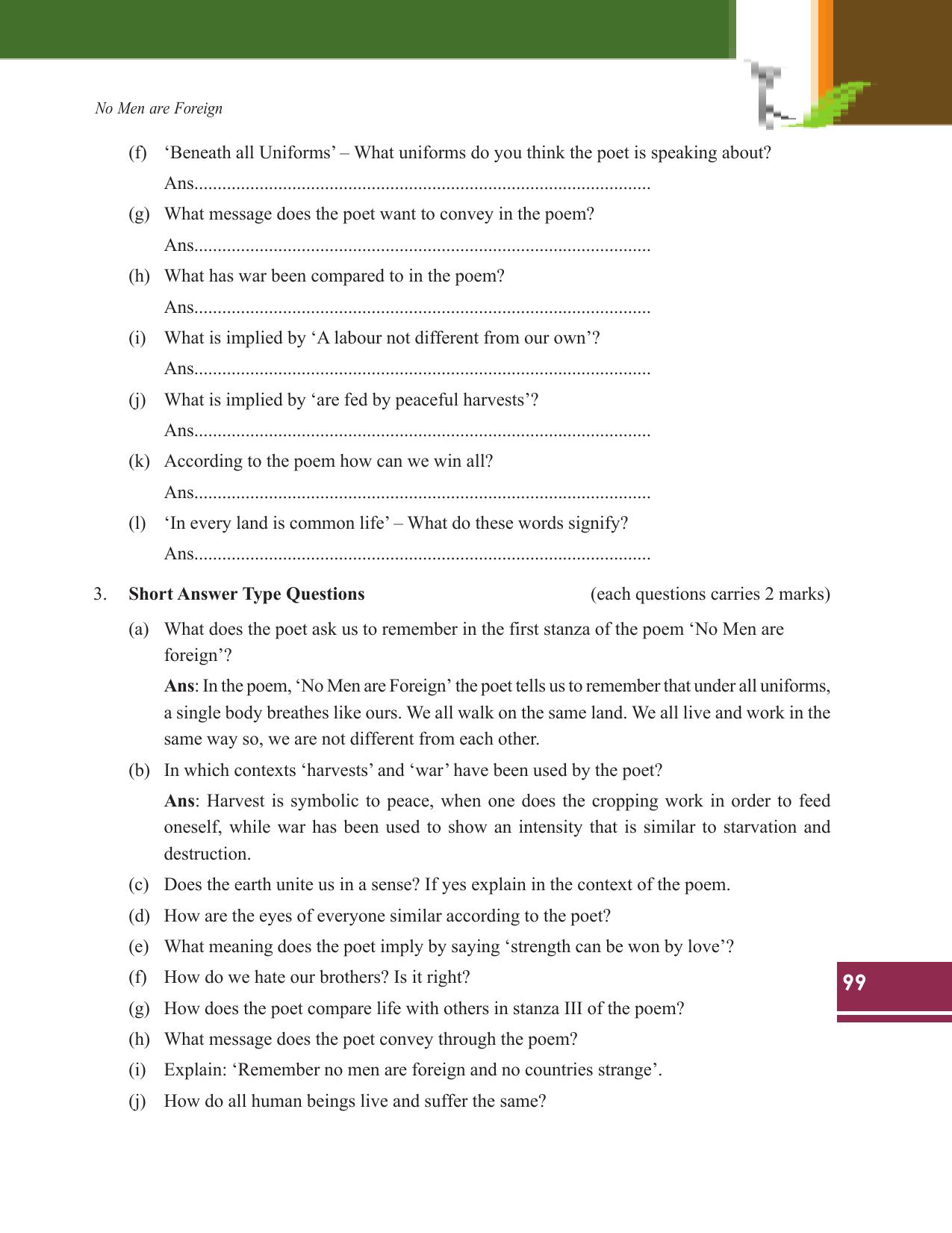 Tripura Board Class 9 English Workbooks - Page 99