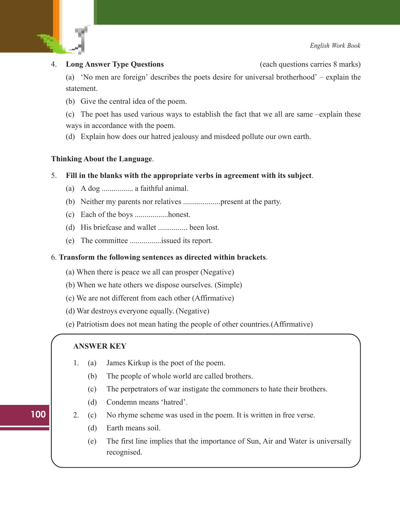 Tripura Board Class 9 English Workbooks - Page 100