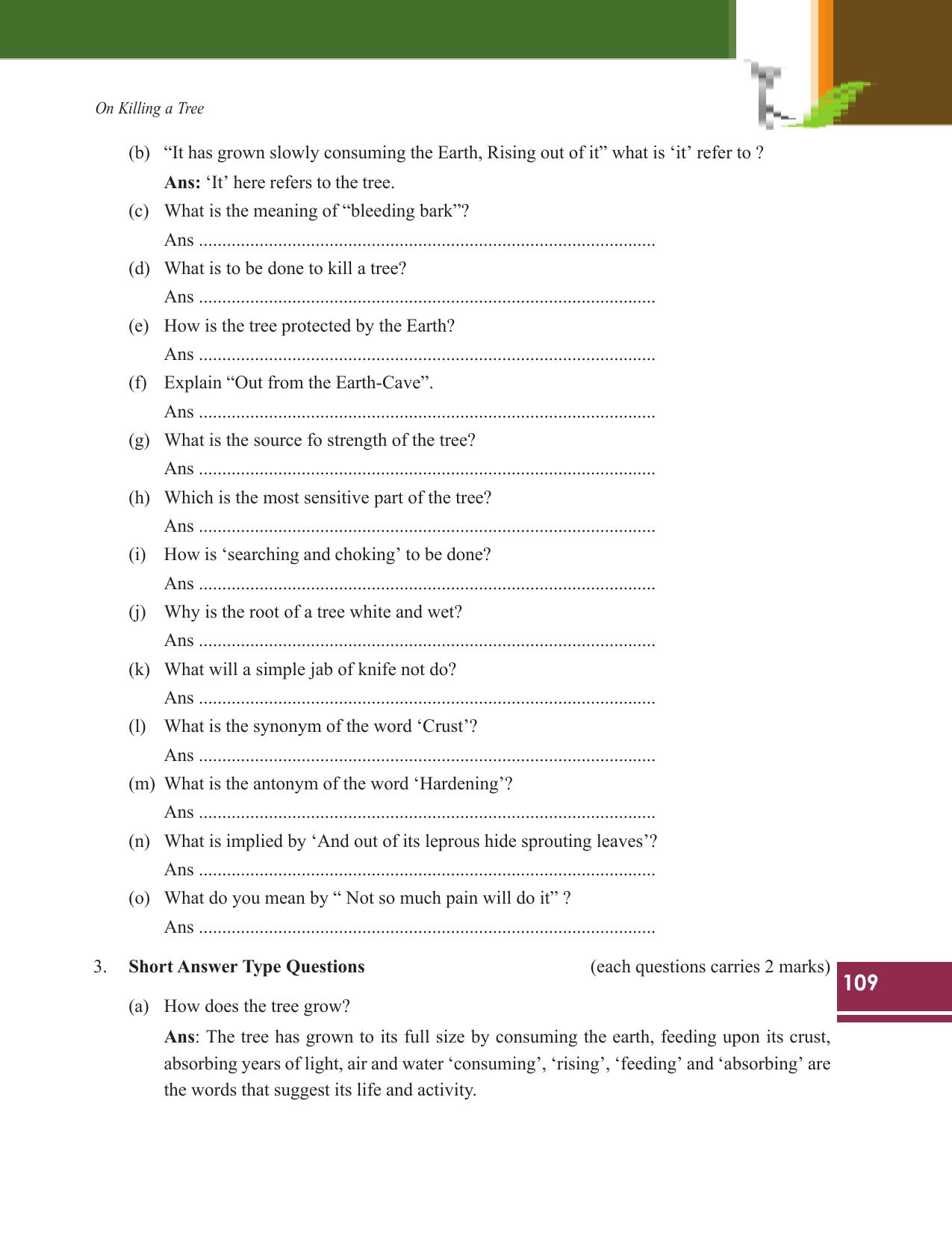 Tripura Board Class 9 English Workbooks - Page 109