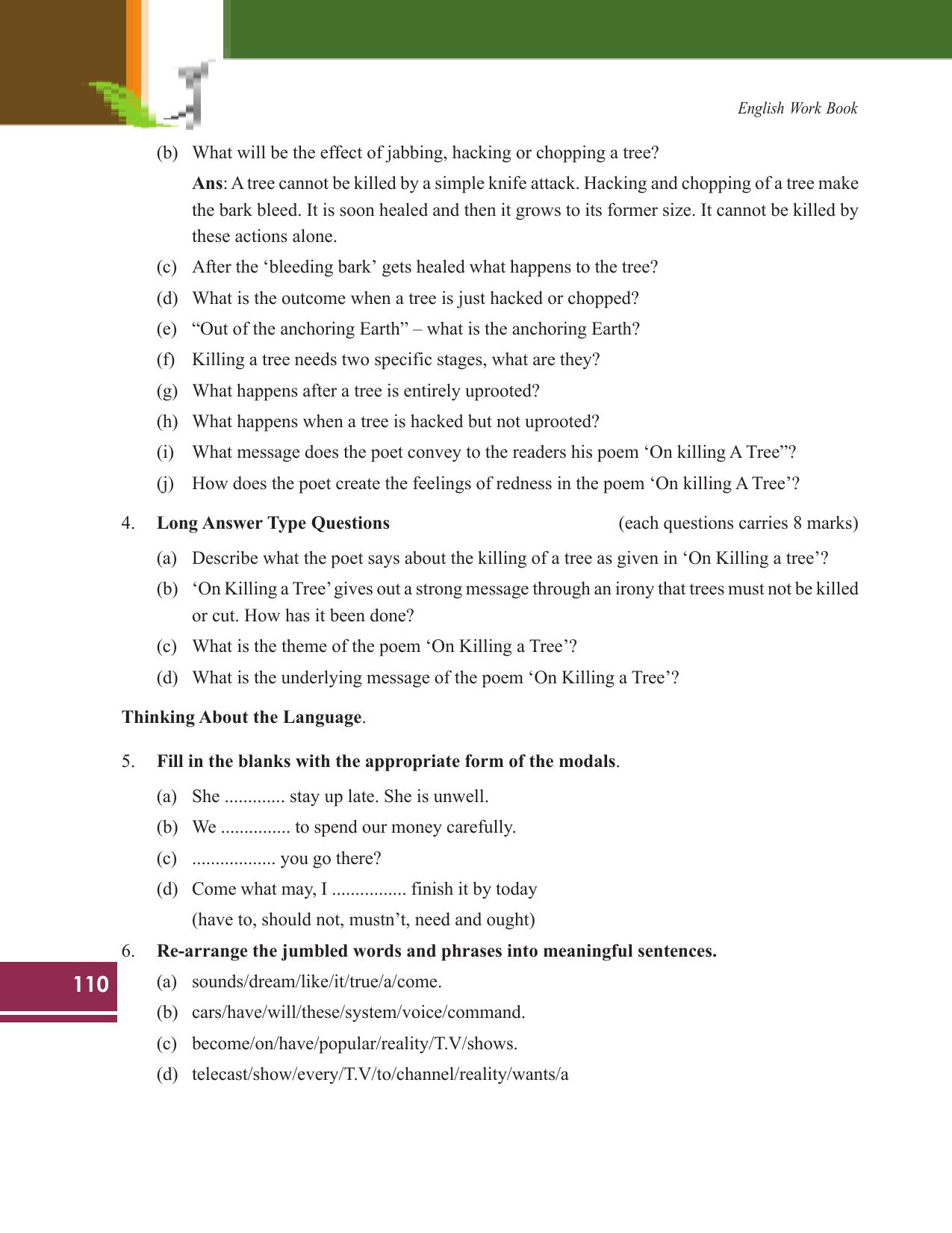 Tripura Board Class 9 English Workbooks - Page 110