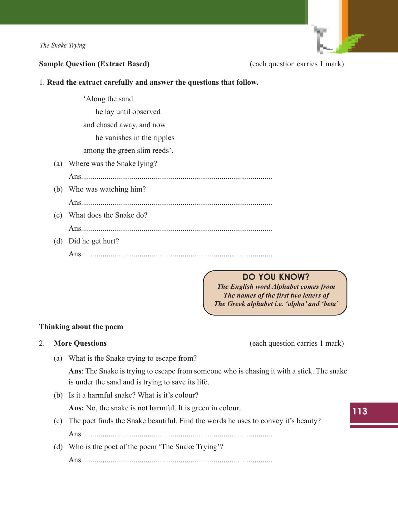 Tripura Board Class 9 English Workbooks - Page 113