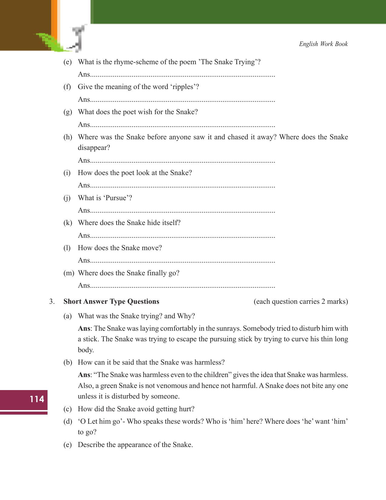 Tripura Board Class 9 English Workbooks - Page 114