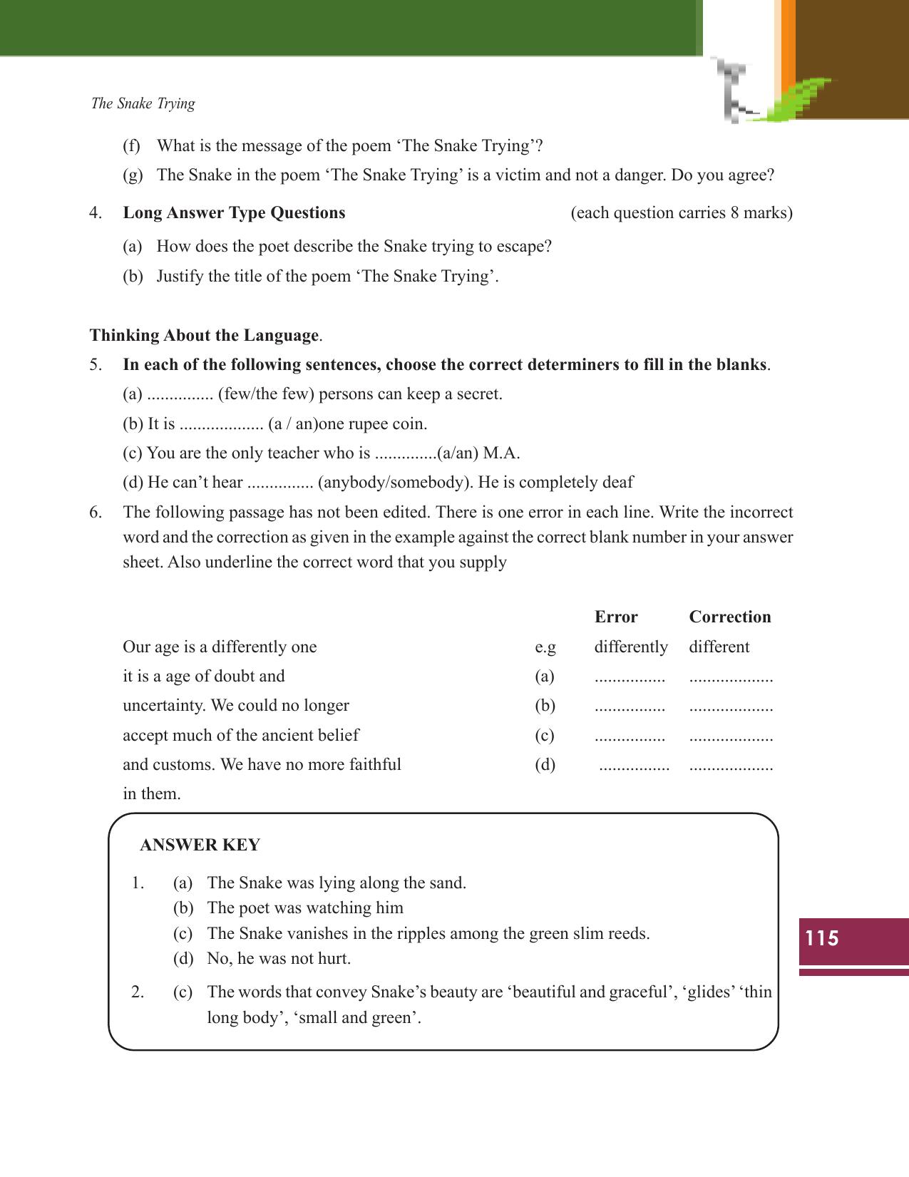 Tripura Board Class 9 English Workbooks - Page 115