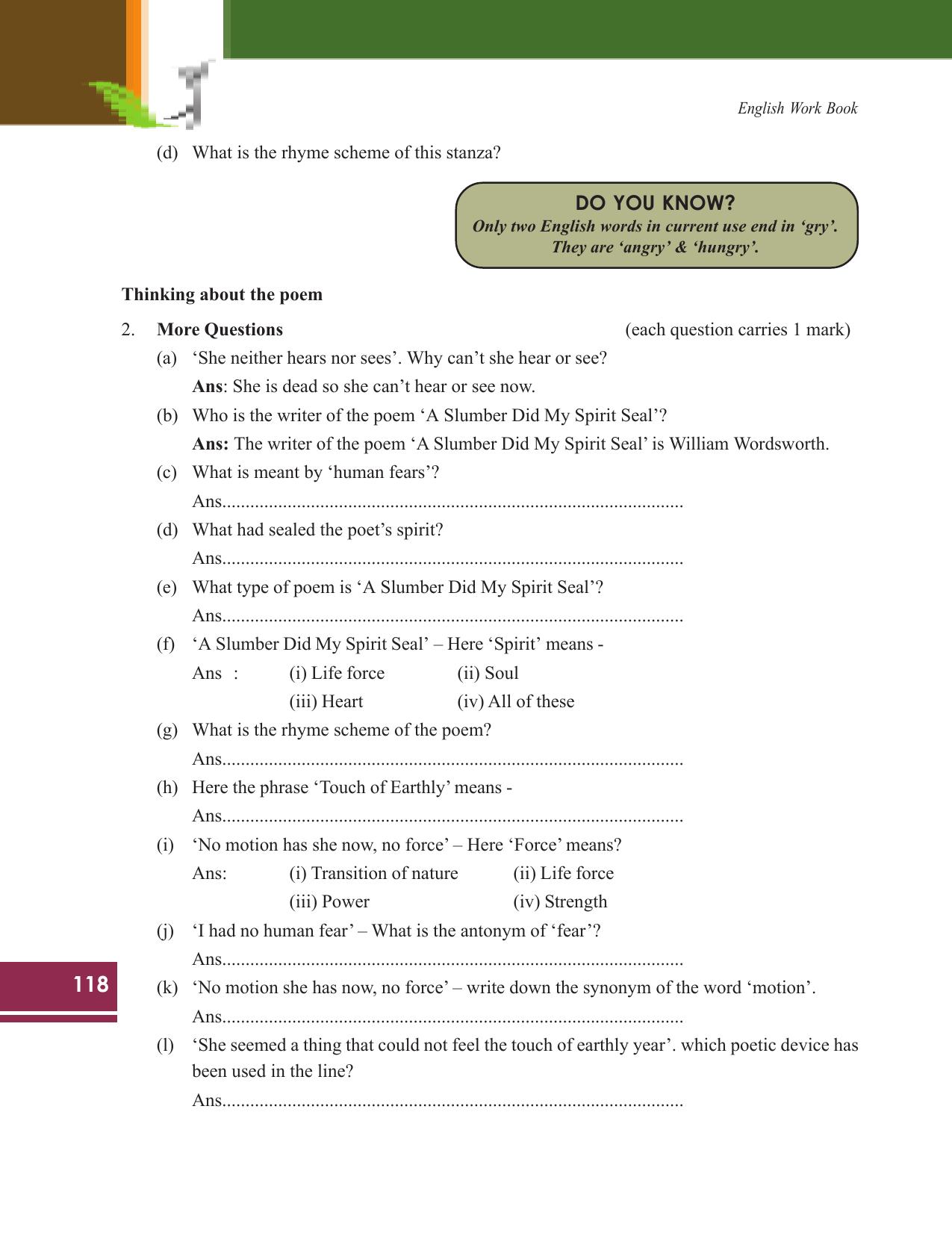 Tripura Board Class 9 English Workbooks - Page 118