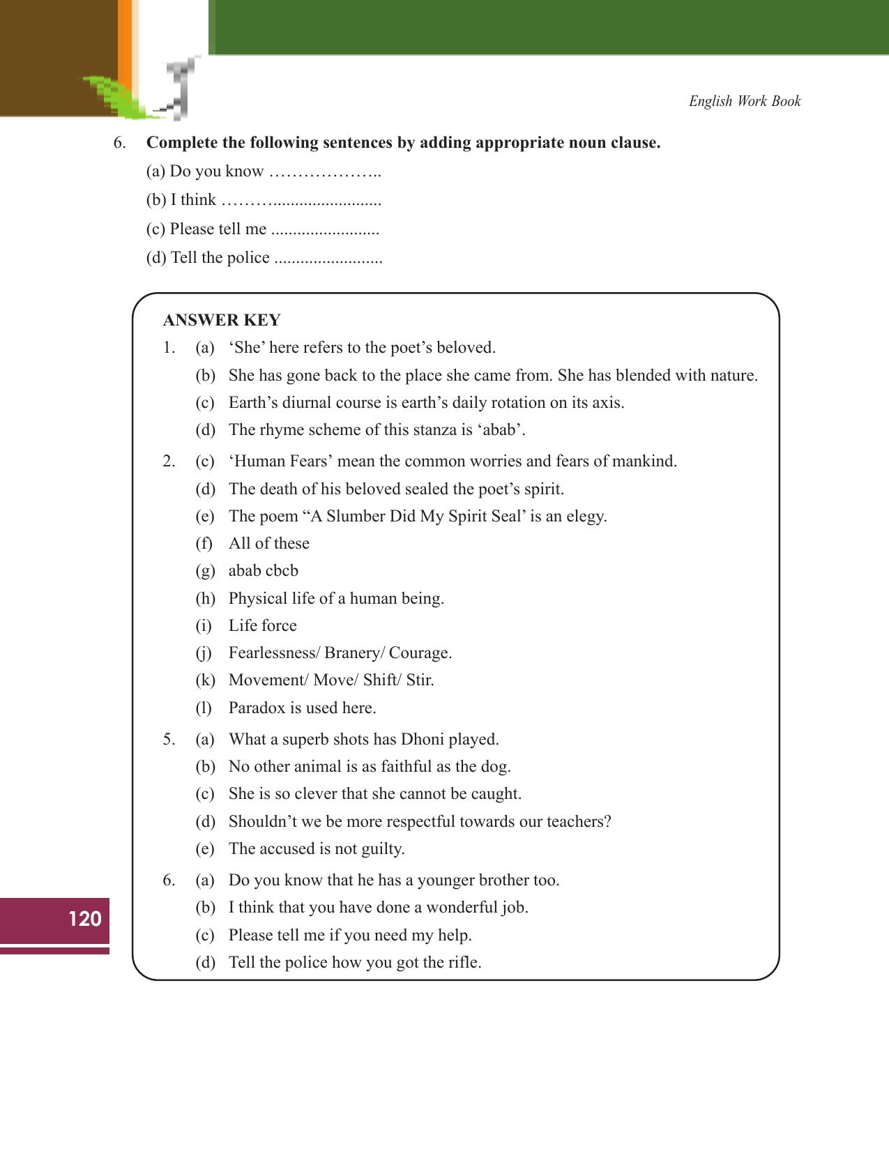 Tripura Board Class 9 English Workbooks - Page 120