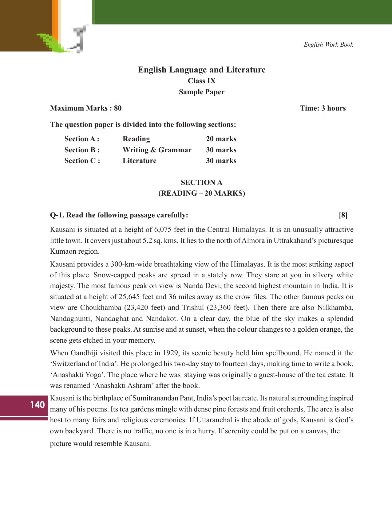 Tripura Board Class 9 English Workbooks - Page 140