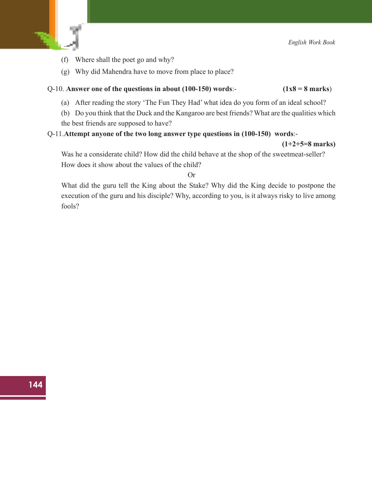 Tripura Board Class 9 English Workbooks - Page 144