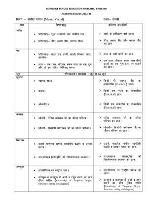 Haryana Board Class 10 Music Vocal Syllabus 2023