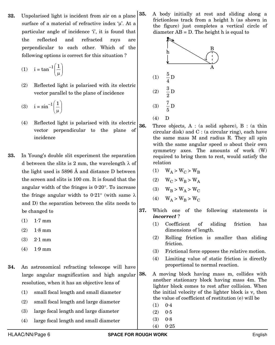 NEET English NN 2019 Question Paper - Page 6