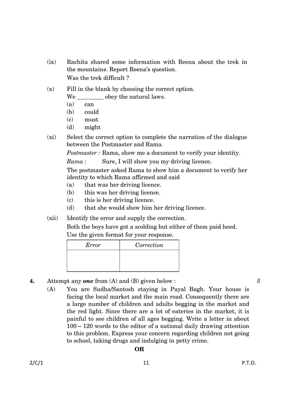 CBSE Class 10 2-1_English Language And Literature 2023 (Compartment) Question Paper - Page 11
