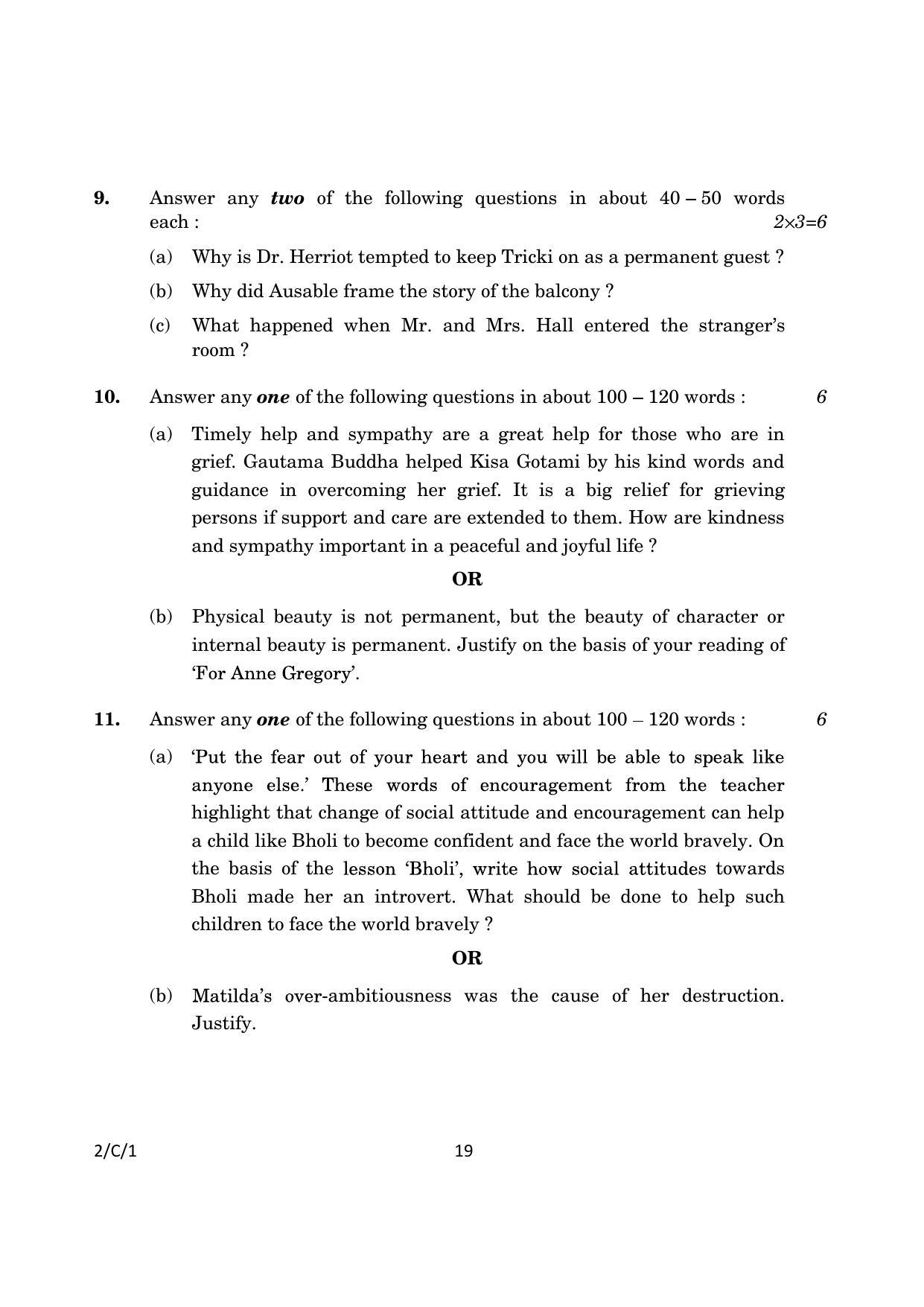 CBSE Class 10 2-1_English Language And Literature 2023 (Compartment) Question Paper - Page 19
