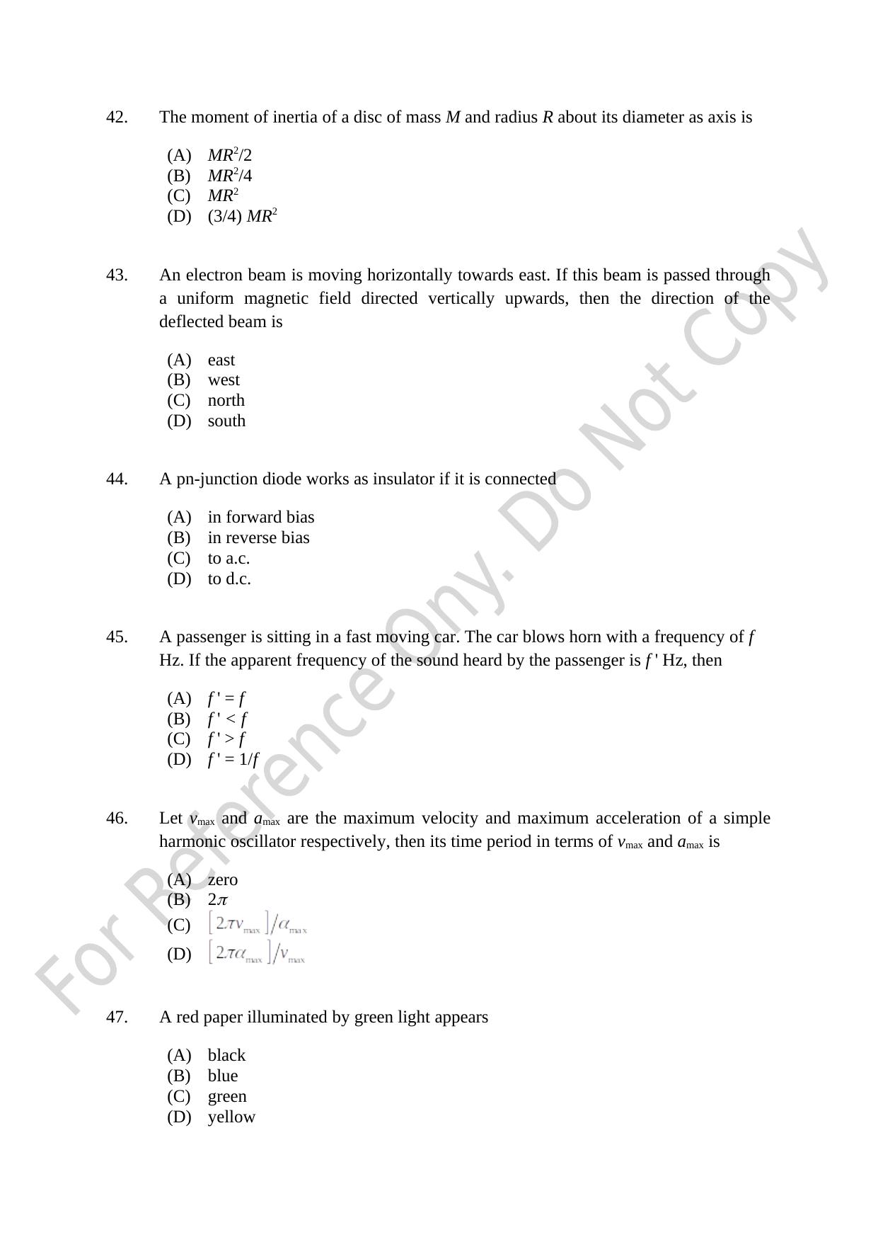 CUSAT CAT 2021 B.Tech Shift I Question Paper - Page 9