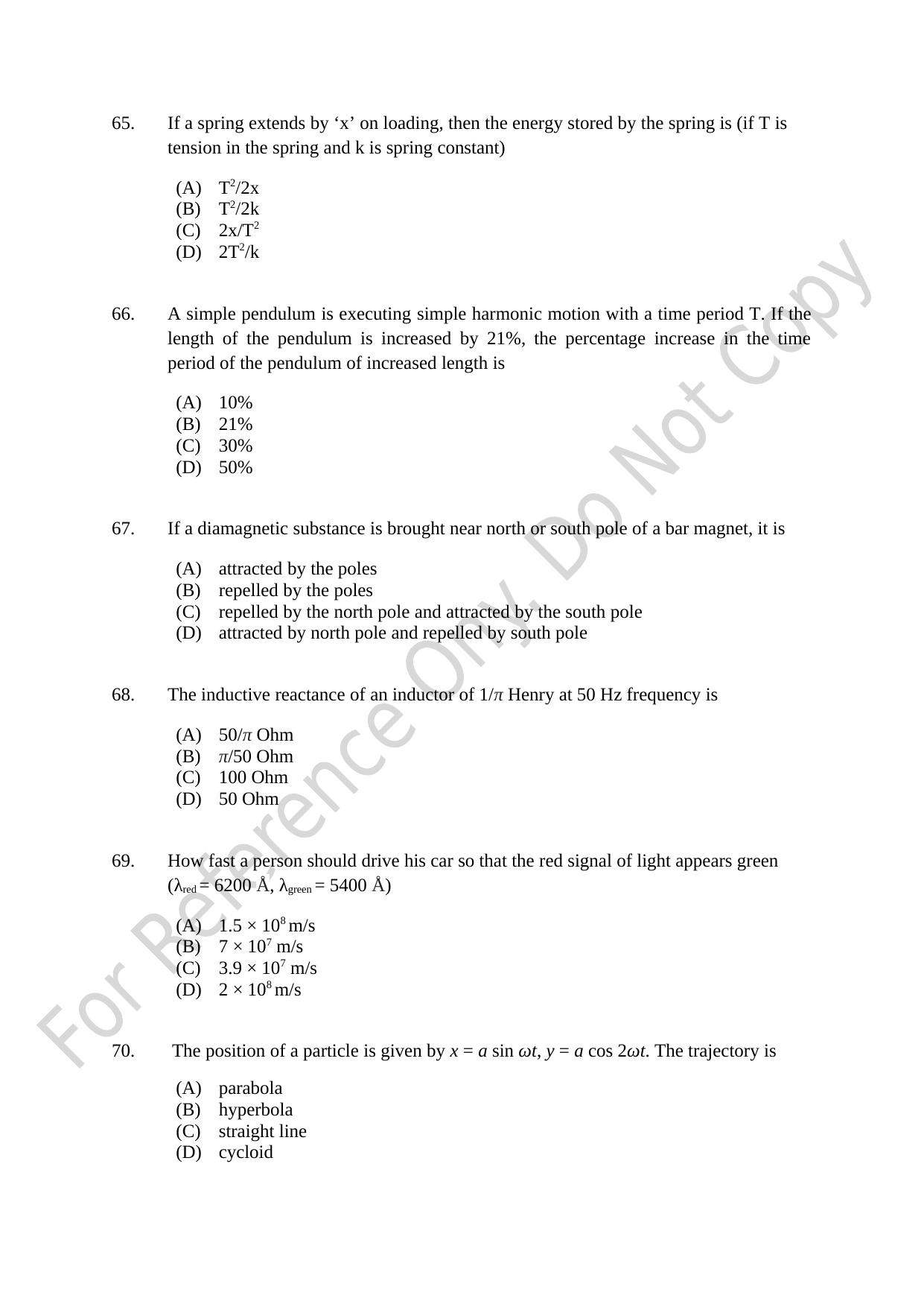 CUSAT CAT 2021 B.Tech Shift I Question Paper - Page 13