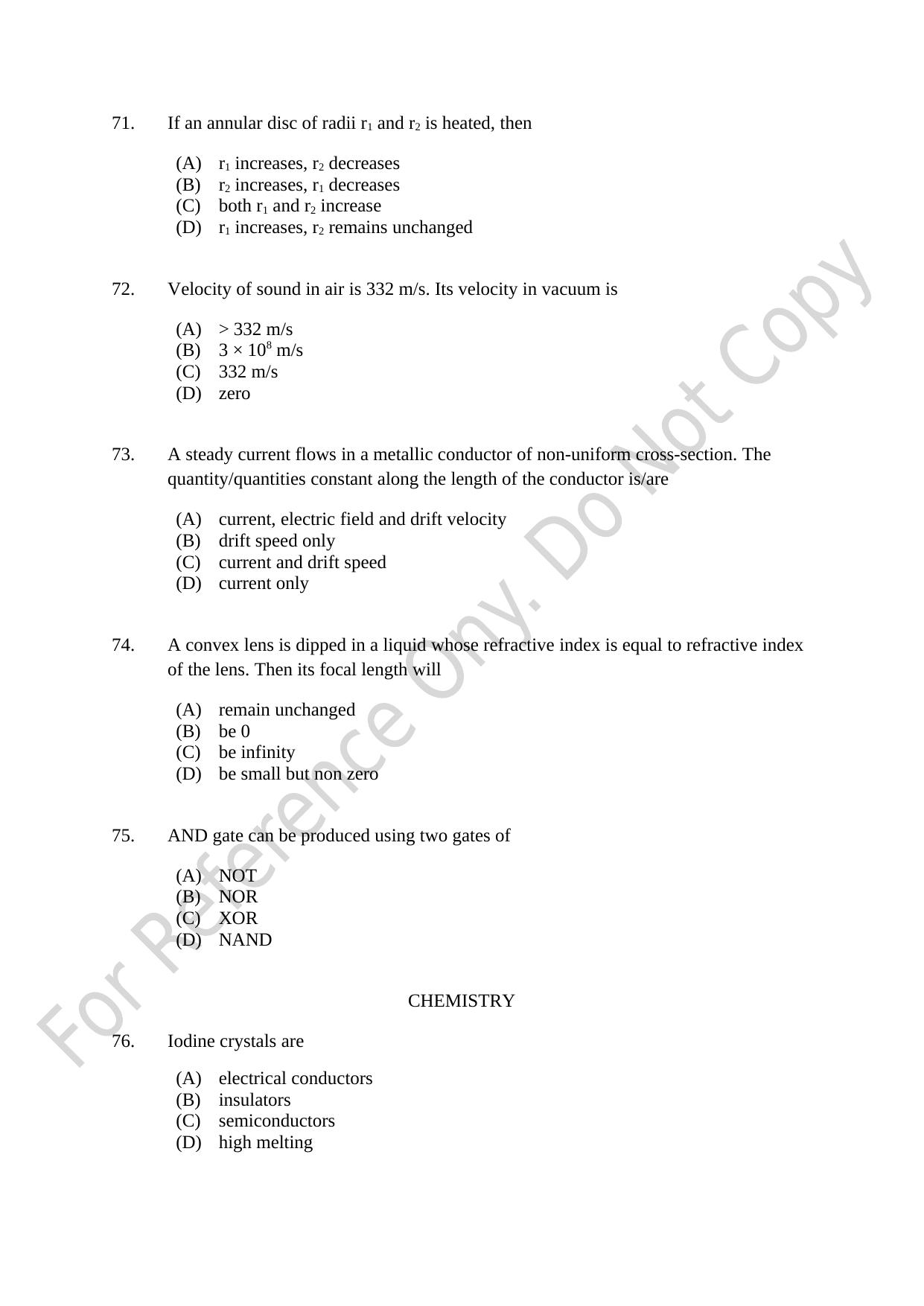 CUSAT CAT 2021 B.Tech Shift I Question Paper - Page 14