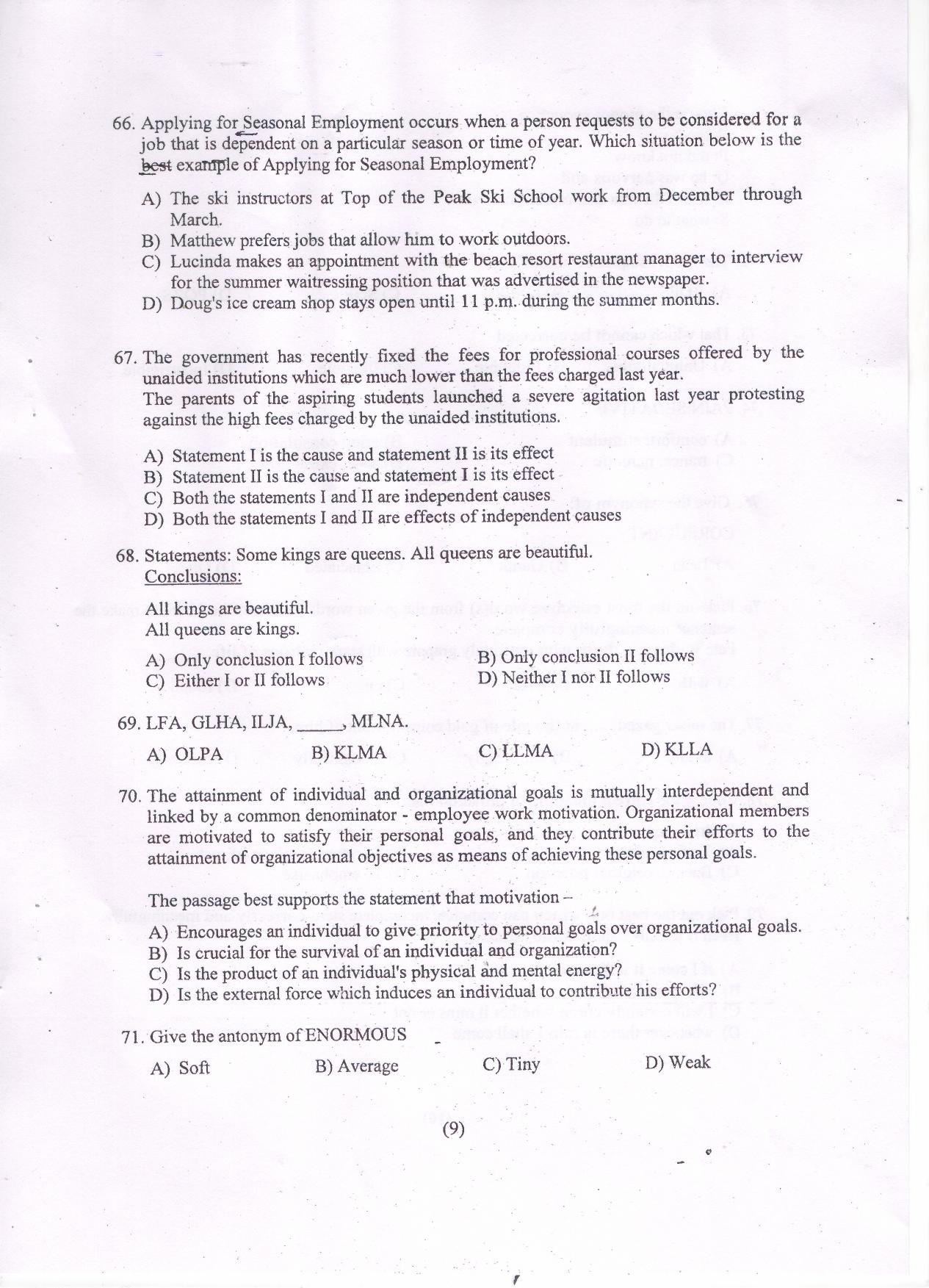 PU MET 2017 Question Booklet with Key - Page 10