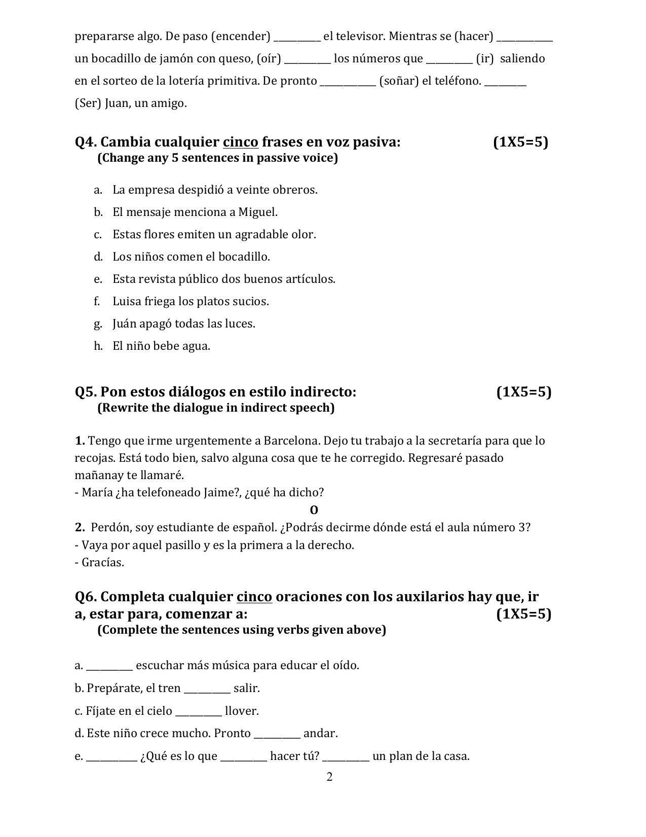 CBSE Class 12 Spanish Sample Paper 2023 - Page 2