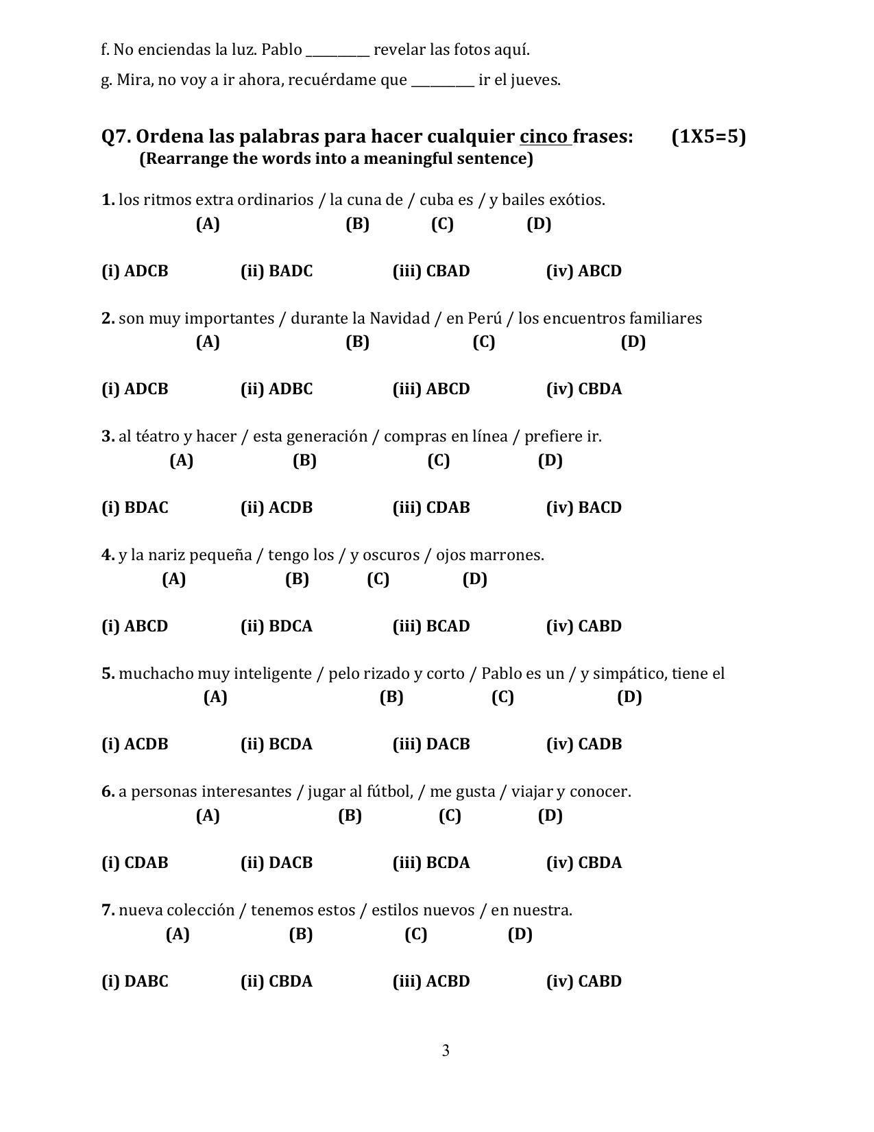 CBSE Class 12 Spanish Sample Paper 2023 - Page 3