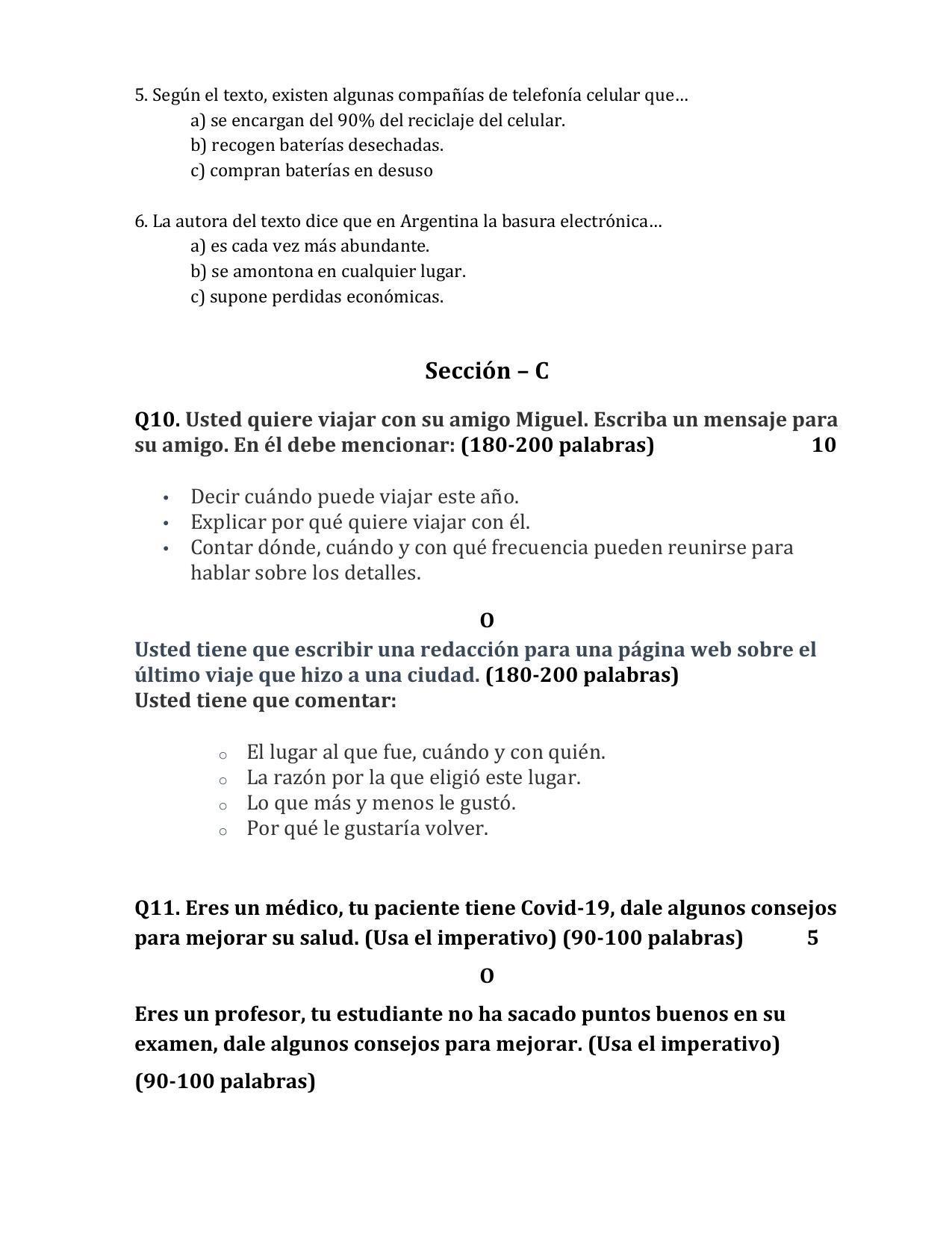 CBSE Class 12 Spanish Sample Paper 2023 - Page 6