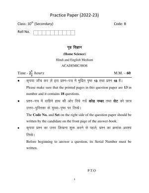 Haryana Board Class 10 Home Science Code B Sample Papers
