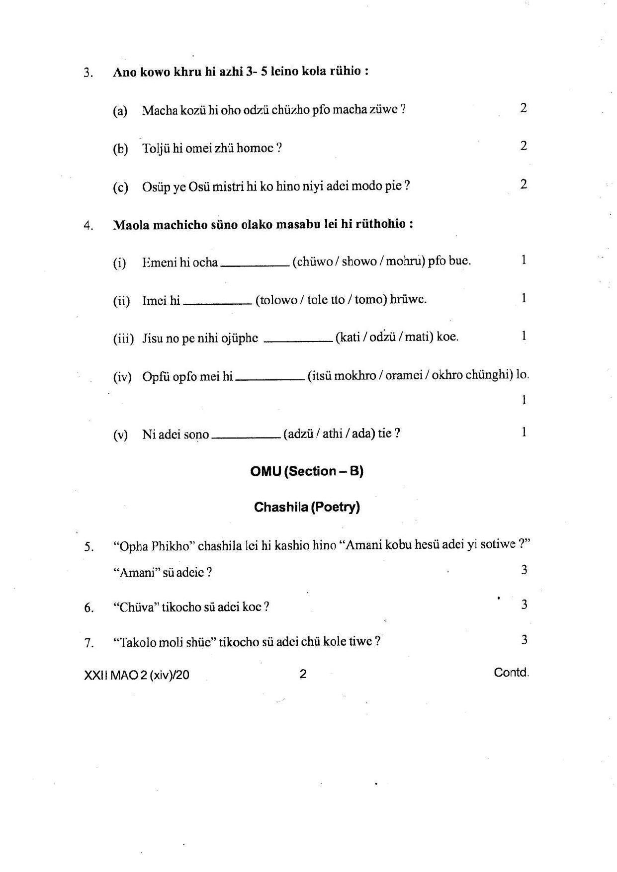COHSEM Class 12 Mao-La Question Papers 2020 - Page 2