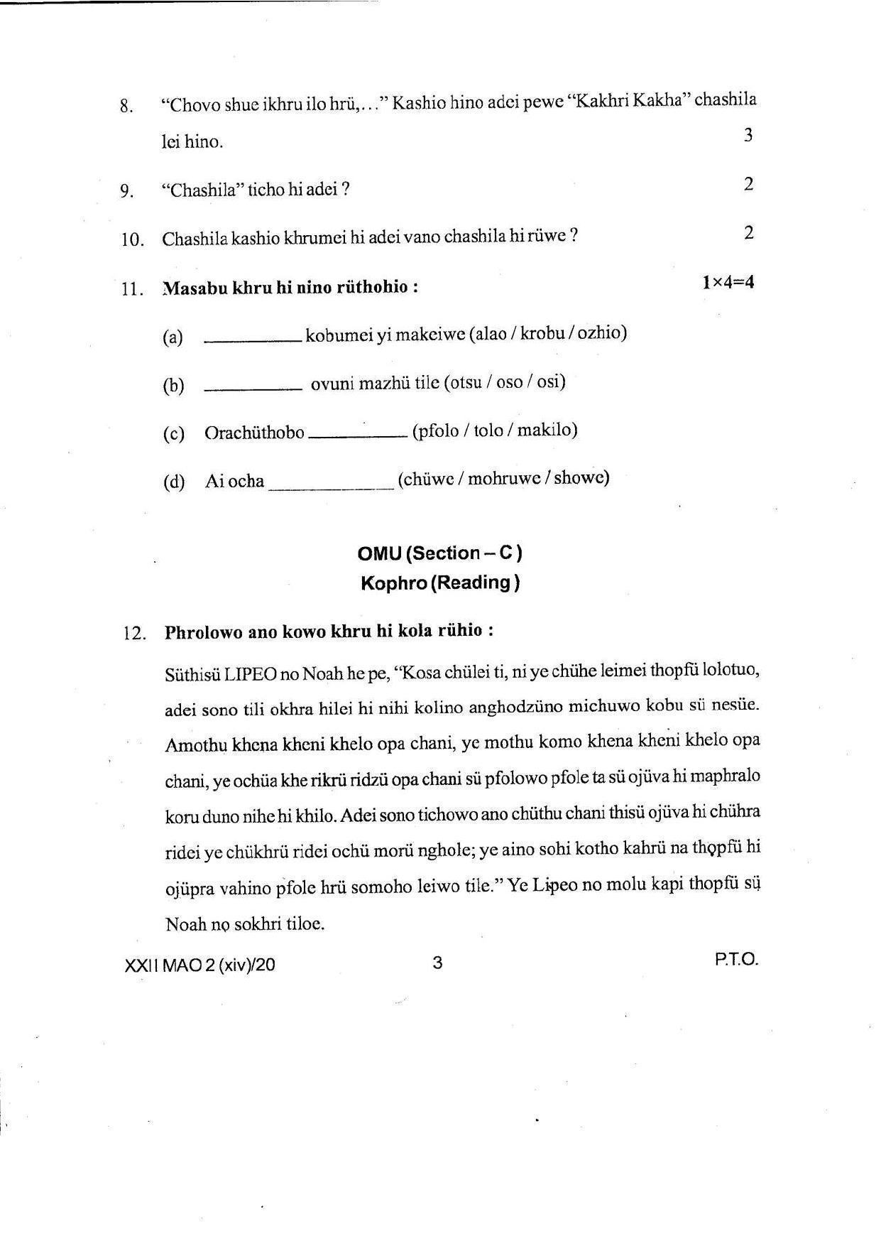 COHSEM Class 12 Mao-La Question Papers 2020 - Page 3