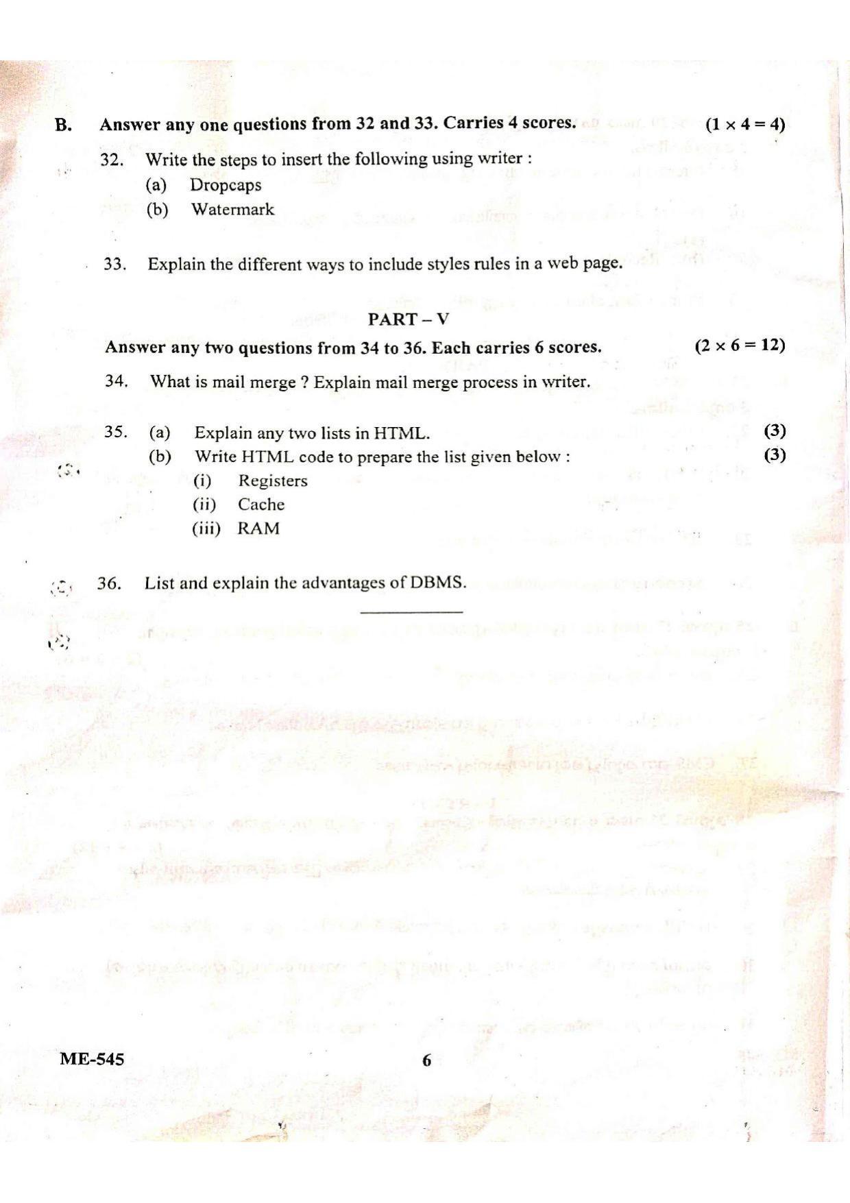  Kerala Plus Two 2022 Computer Applications (Humanities) Model Question Paper - Page 6
