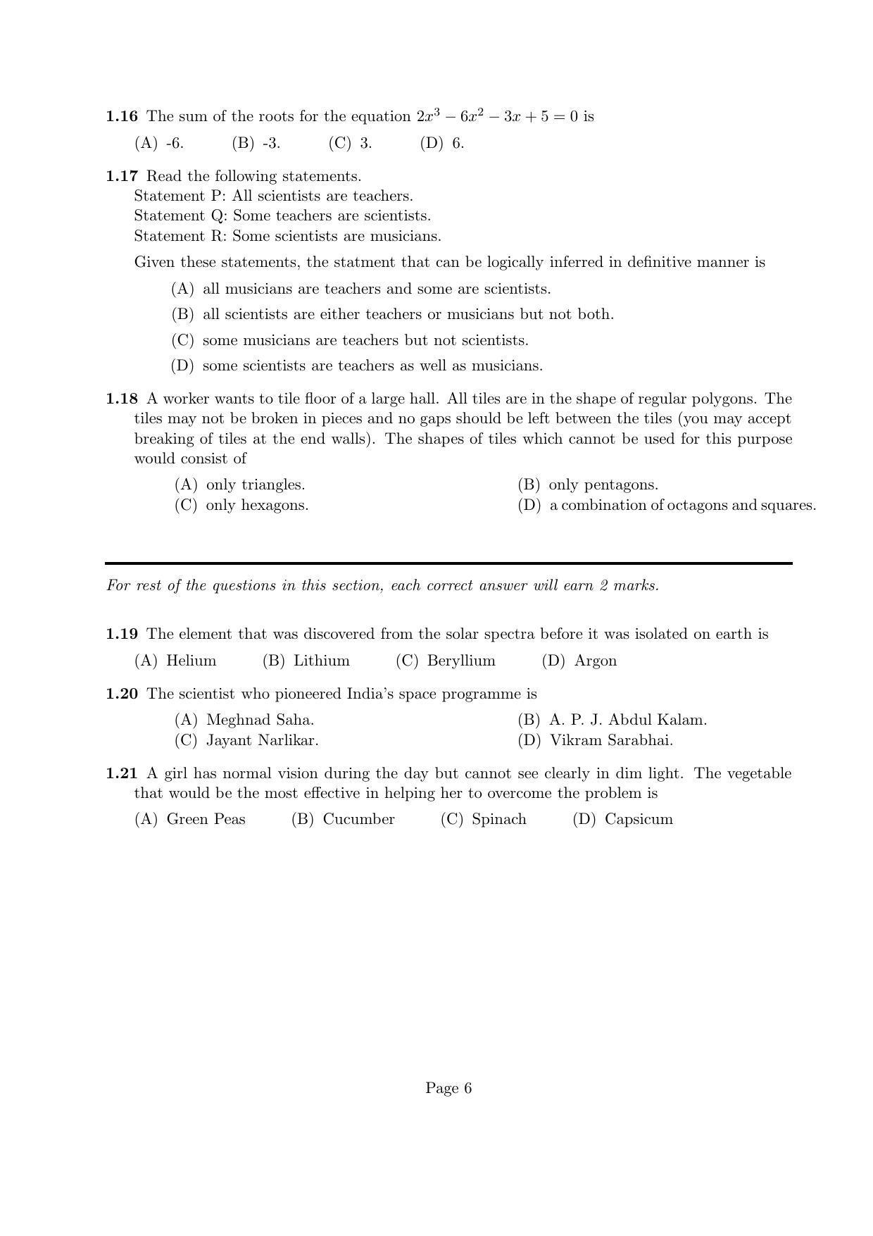 LPU NEST Question Papers 2015 SET A - Page 6