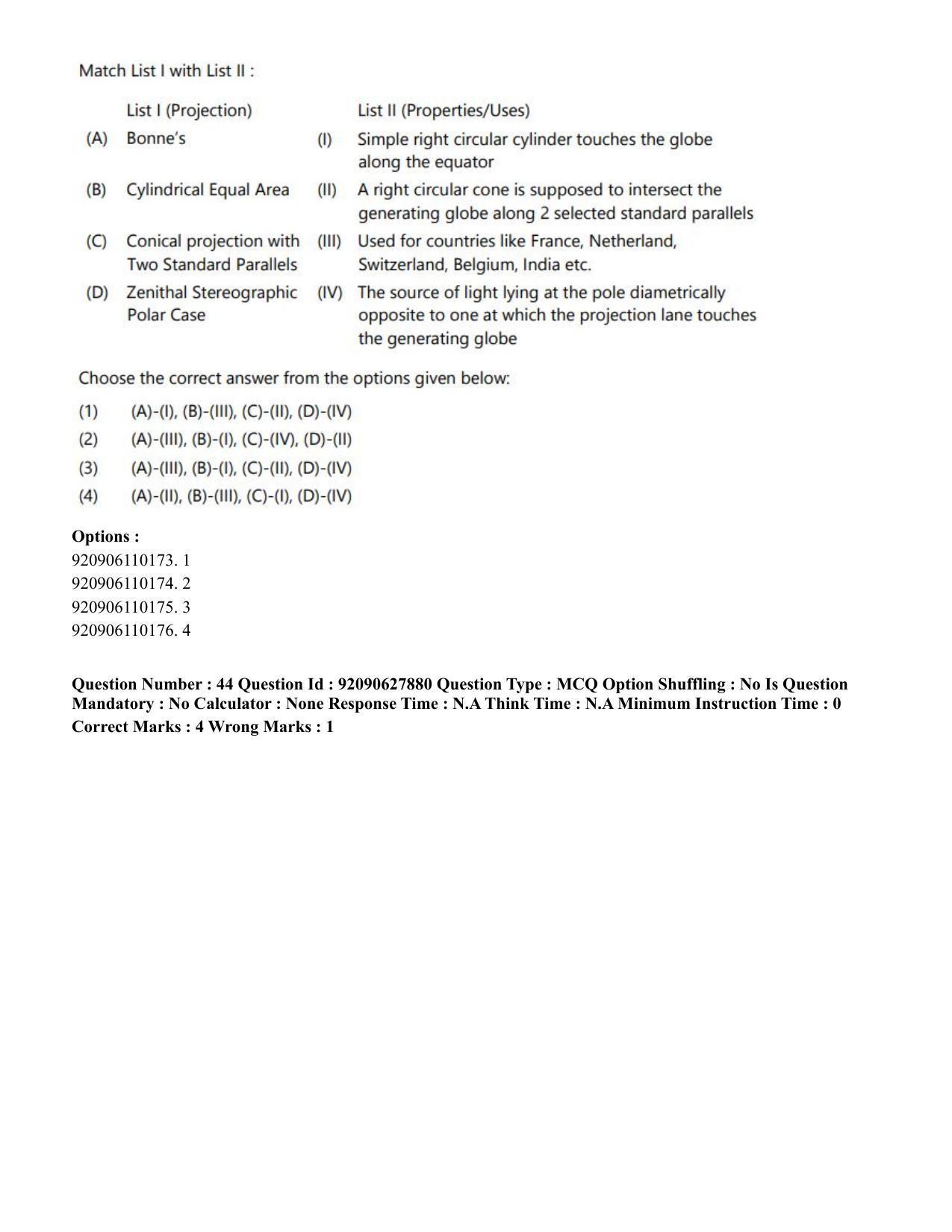 CUET PG 2023: COQP02 – Applied Geography and Geoinformatics (Eng) - Shift 1 (26-06-2023) Question Paper - Page 43