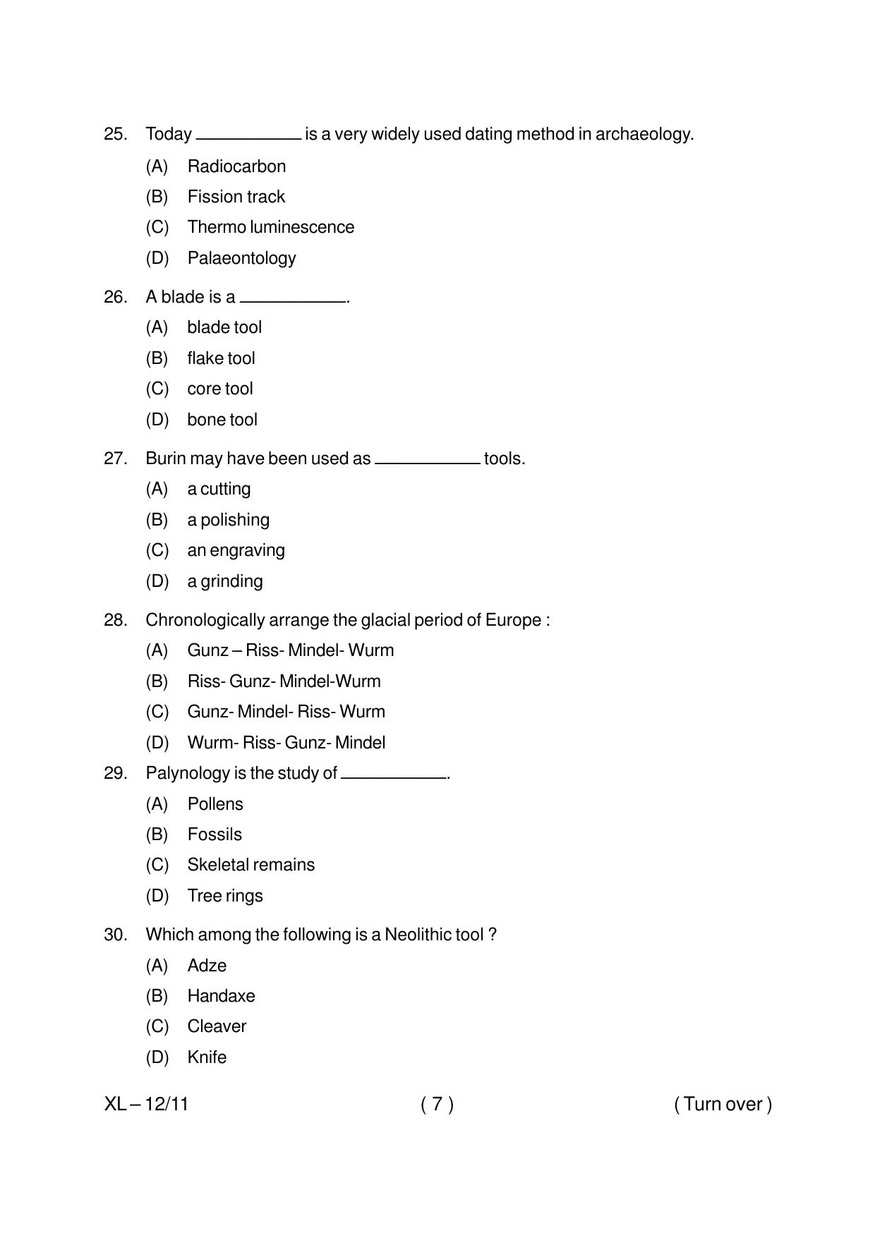 Odisha CPET ANTHROPOLOGY(ARTS) 2020 Question Paper - Page 7