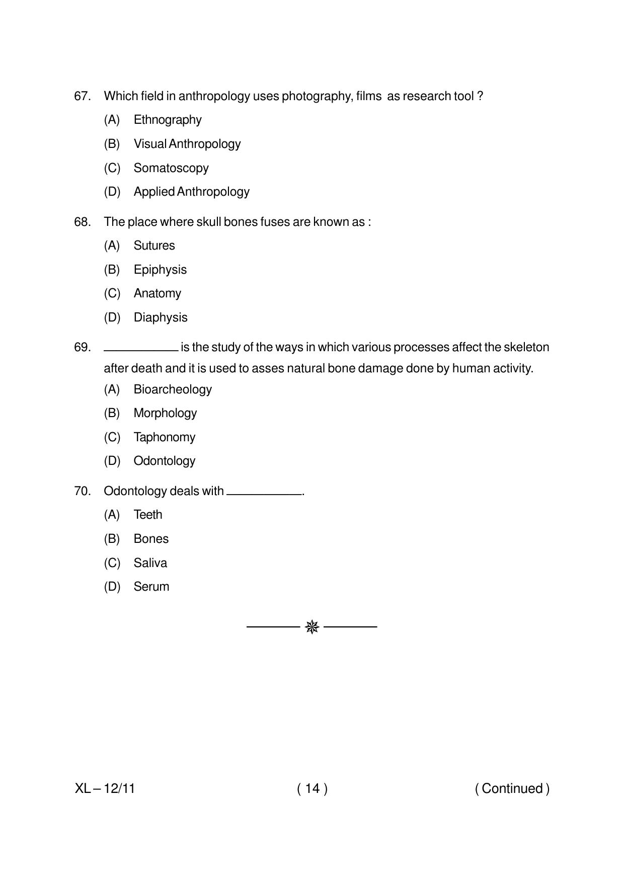 Odisha CPET ANTHROPOLOGY(ARTS) 2020 Question Paper - Page 14