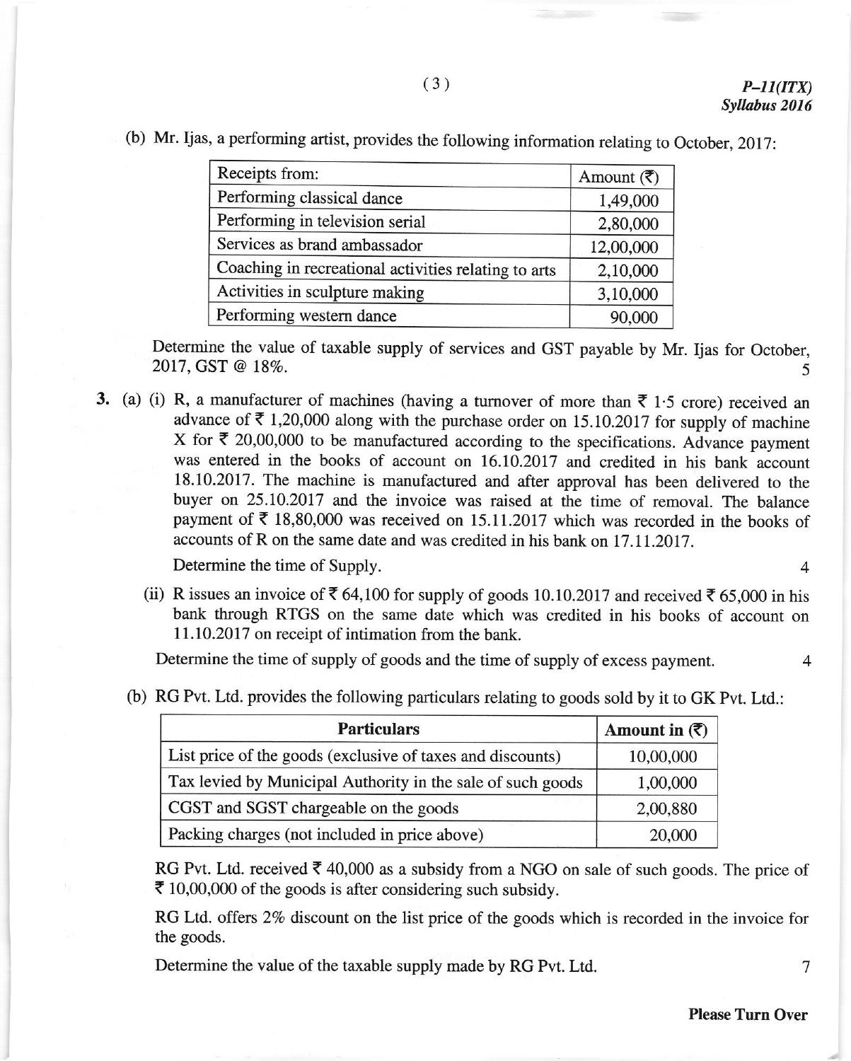 ICMAI June 2018 Indirect Taxation Question Paper  - Page 3