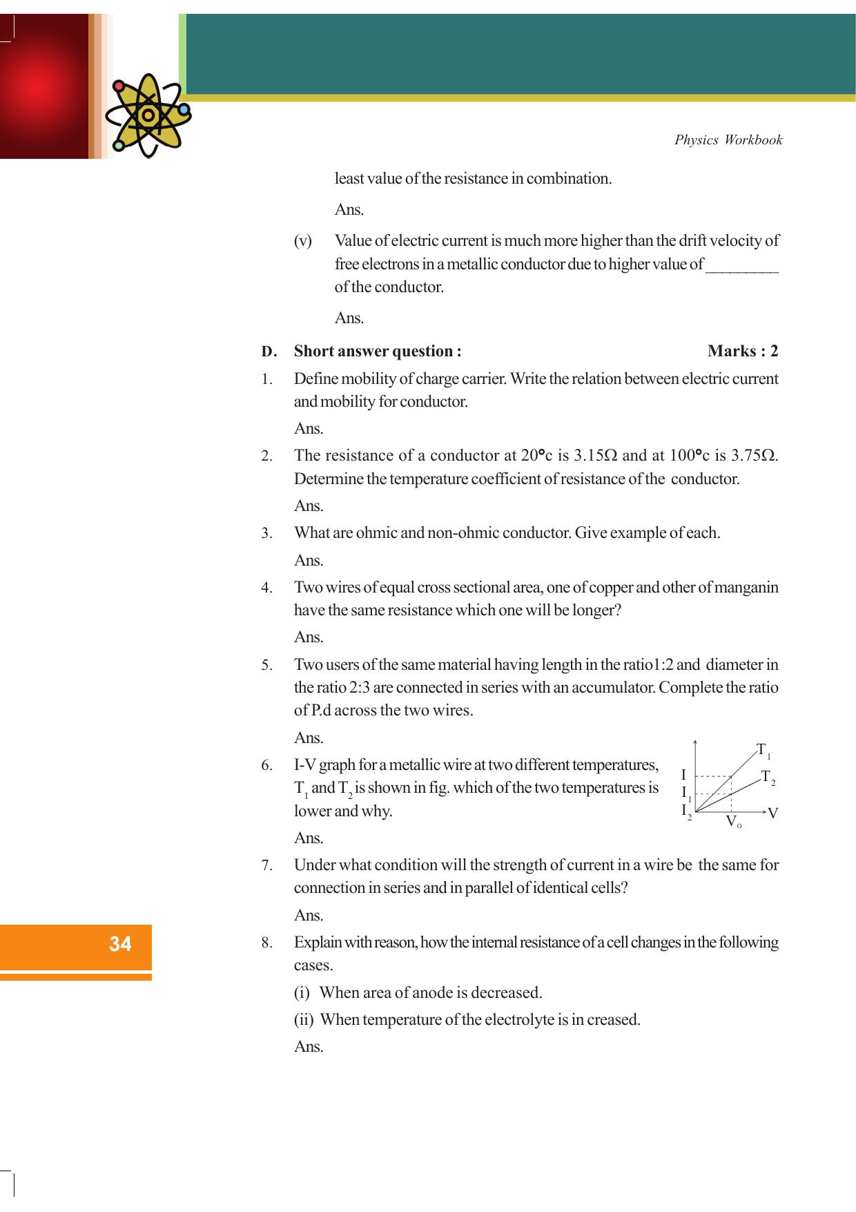 Tripura Board Class 12 Physics English Workbooks - Page 40