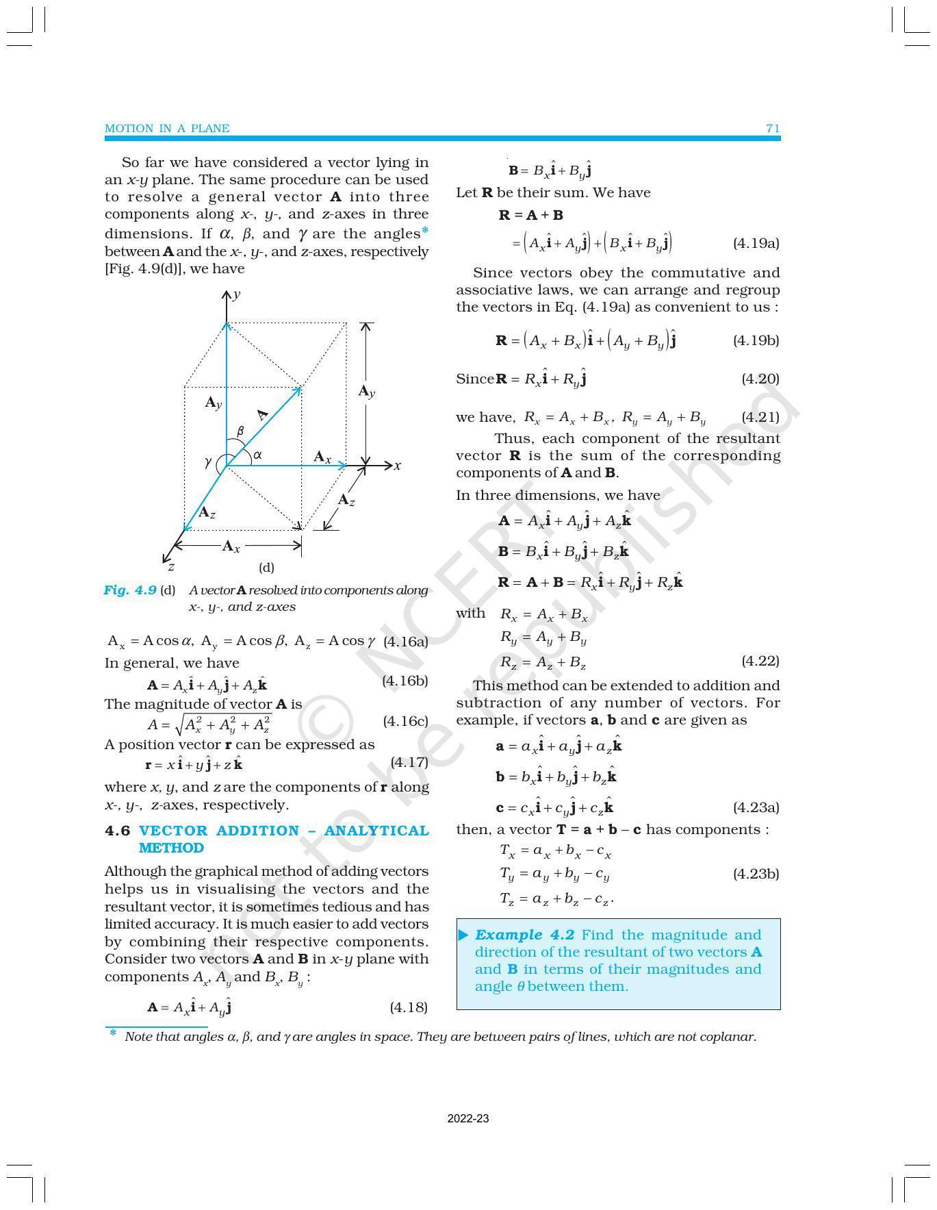 NCERT Book for Class 11 Physics Chapter 4 Motion in a Plane - Page 7