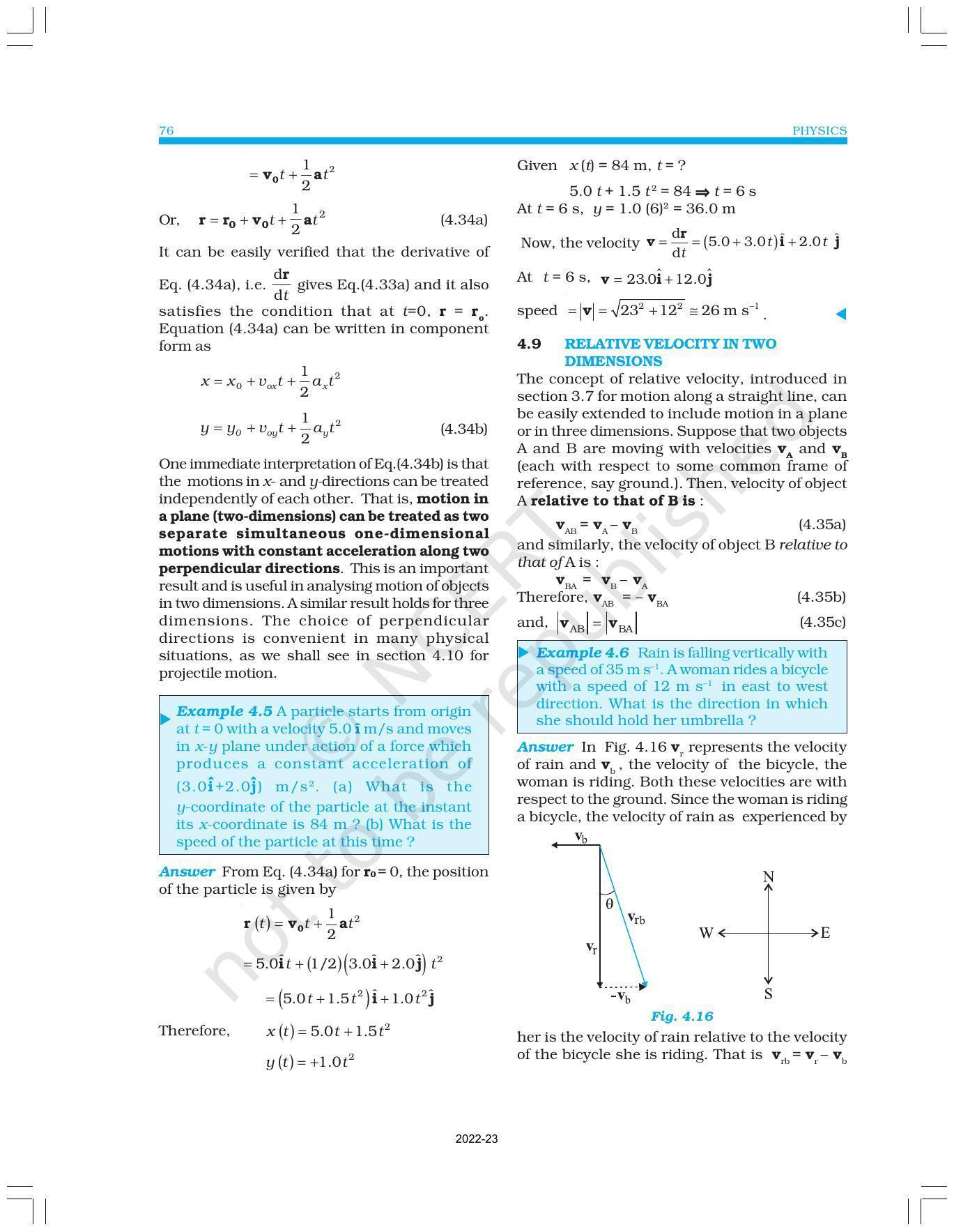 NCERT Book for Class 11 Physics Chapter 4 Motion in a Plane - Page 12