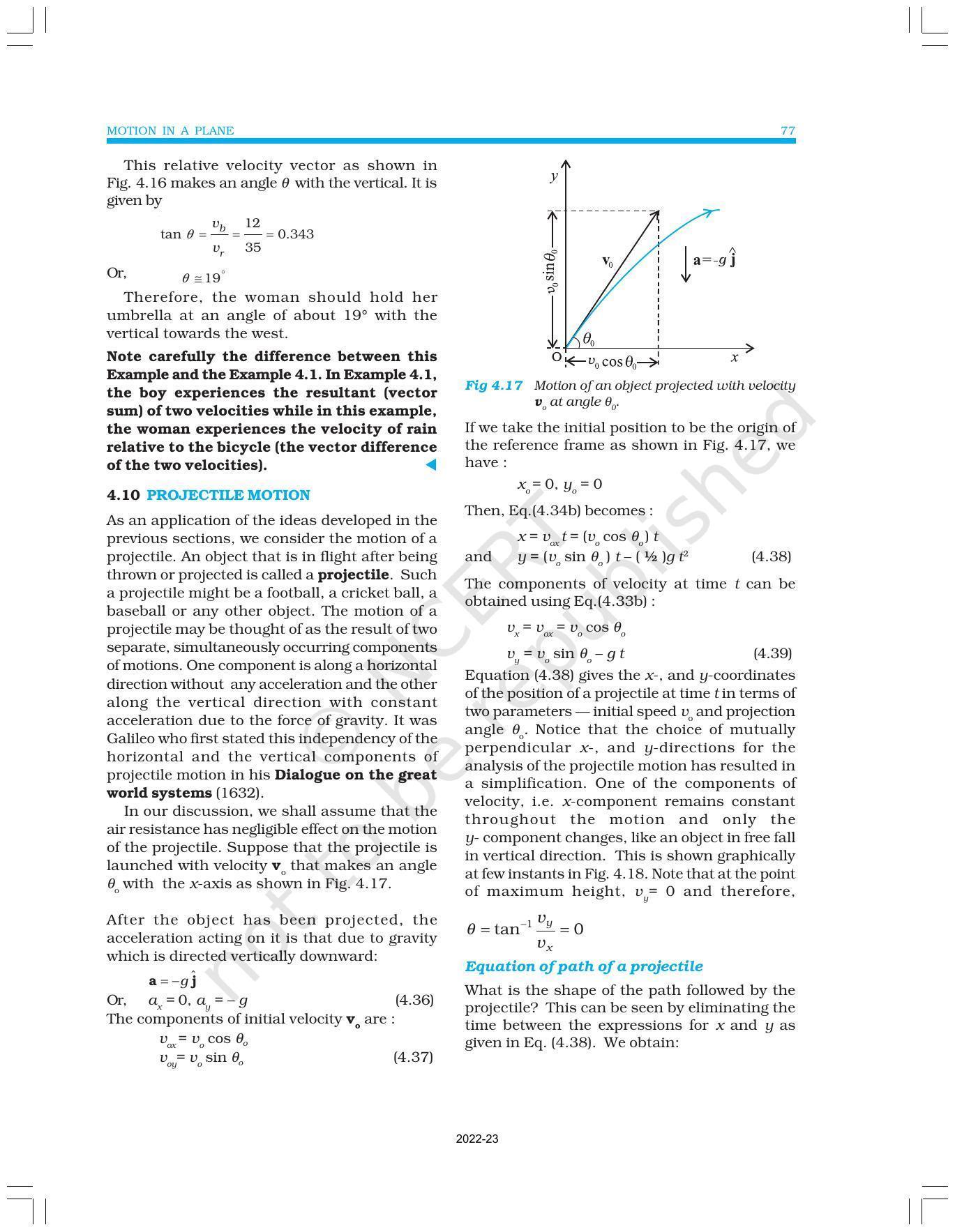 NCERT Book for Class 11 Physics Chapter 4 Motion in a Plane - Page 13