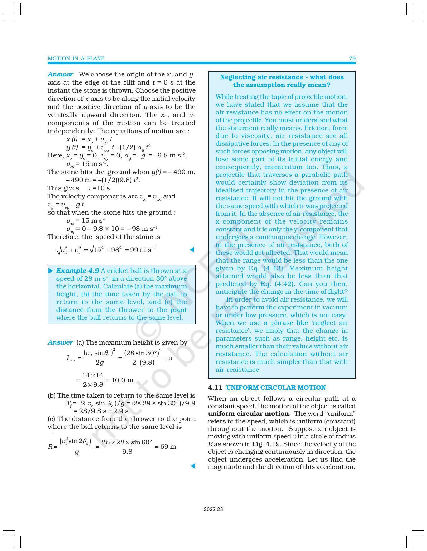 NCERT Book for Class 11 Physics Chapter 4 Motion in a Plane - Page 15