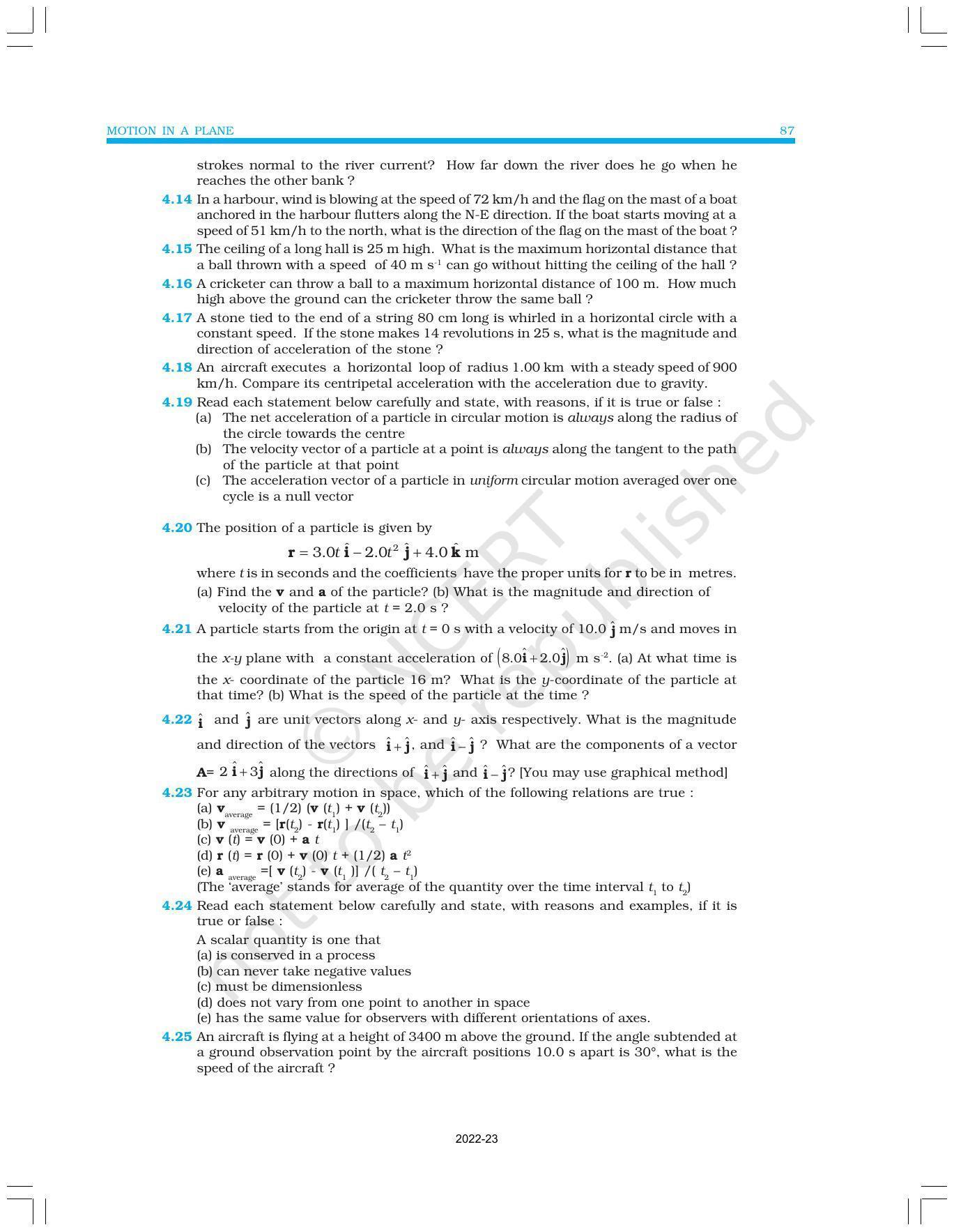 NCERT Book for Class 11 Physics Chapter 4 Motion in a Plane - Page 23