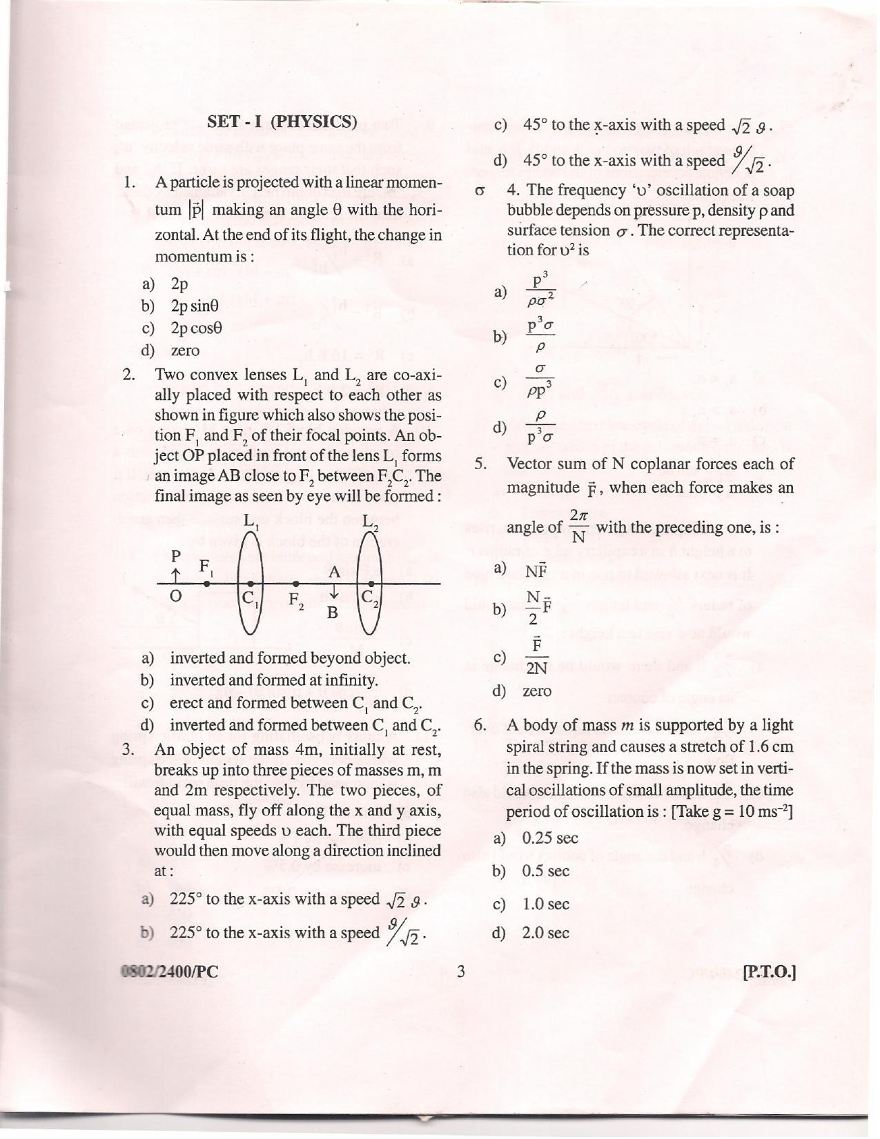 APJEE Physics & Chemistry 2008 Question Paper - Page 2