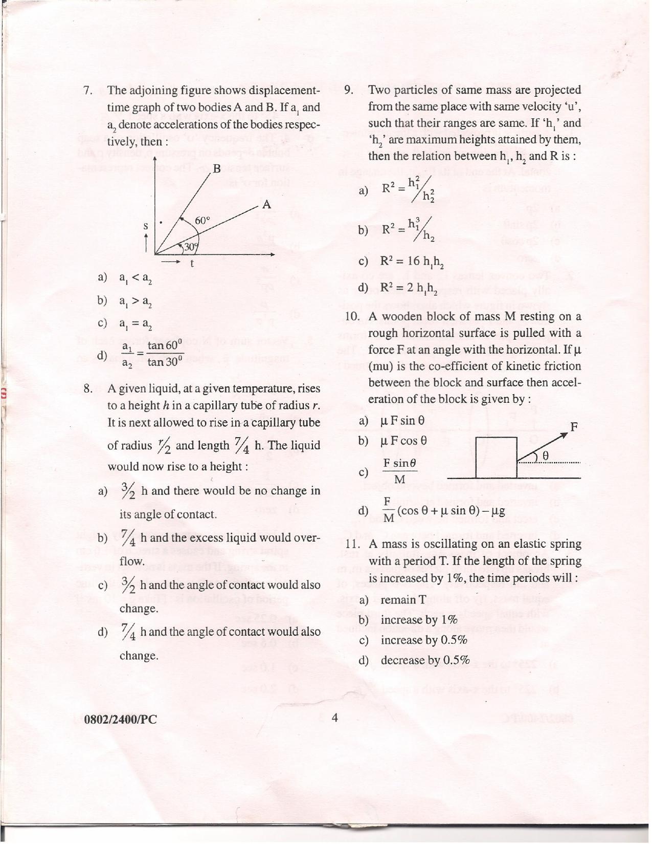 APJEE Physics & Chemistry 2008 Question Paper - Page 3