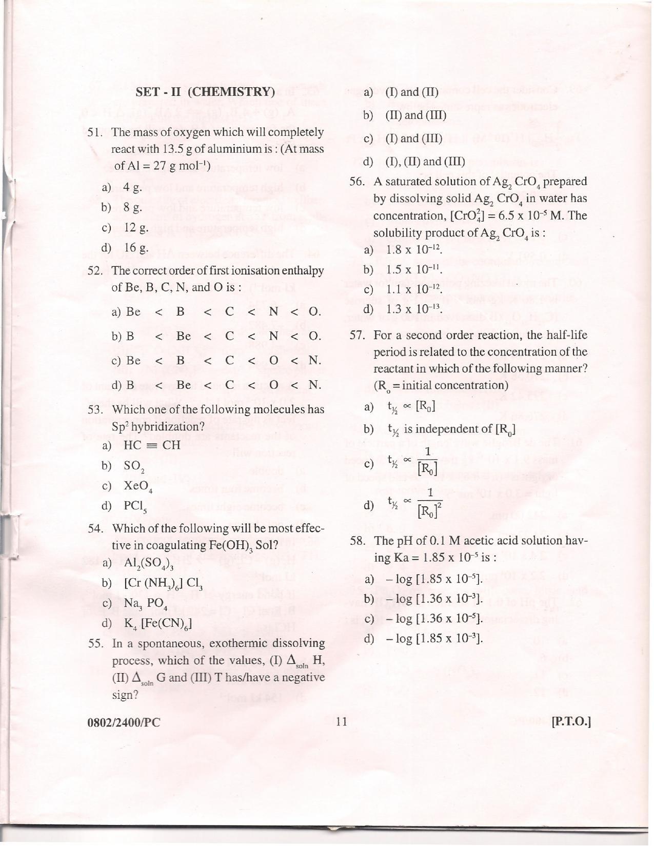 APJEE Physics & Chemistry 2008 Question Paper - Page 10