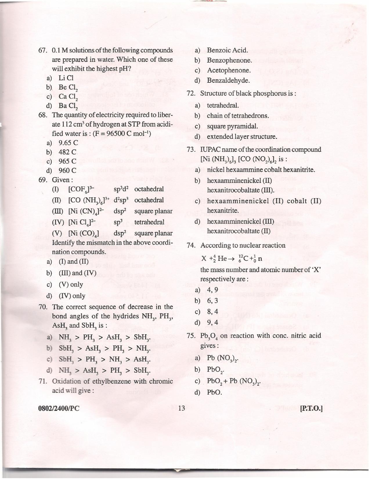 APJEE Physics & Chemistry 2008 Question Paper - Page 12