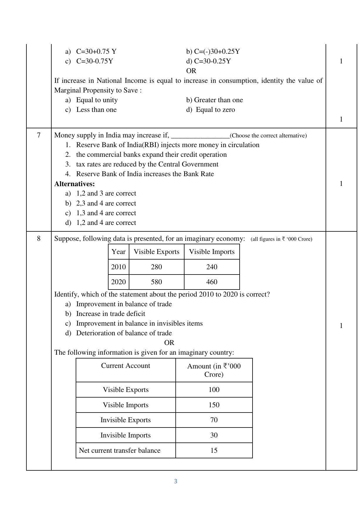 CBSE Class 12 Economics Sample Paper 2023 - Page 3