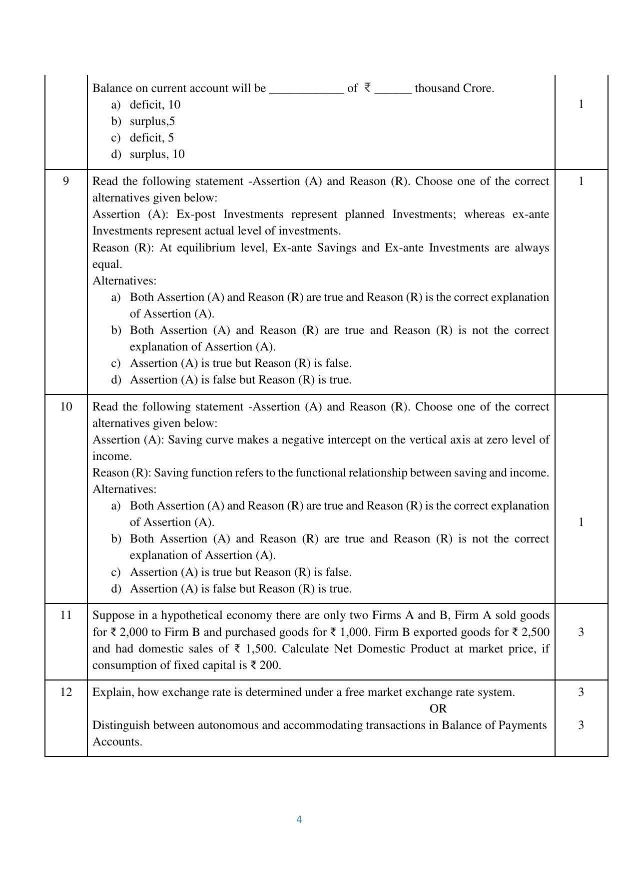 CBSE Class 12 Economics Sample Paper 2023 - Page 4