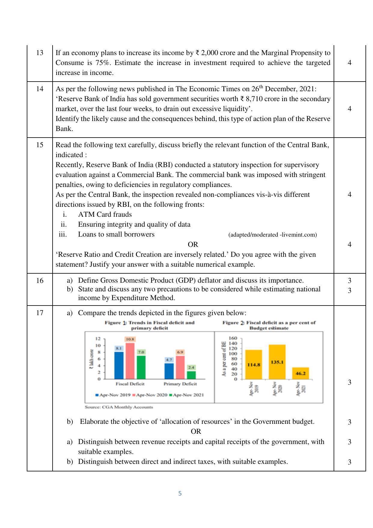CBSE Class 12 Economics Sample Paper 2023 - Page 5