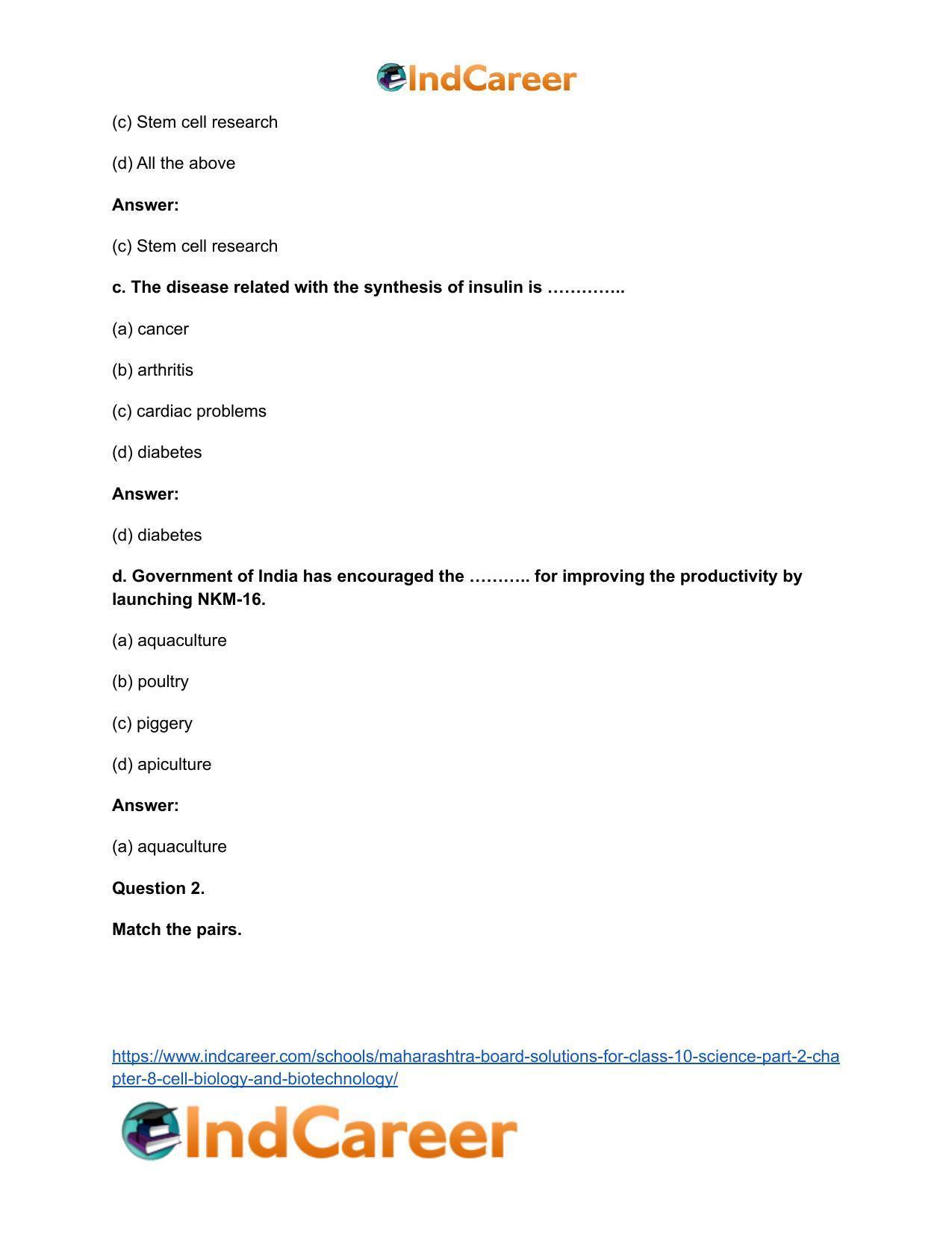 Maharashtra Board Solutions for Class 10- Science (Part 2): Chapter 8- Cell Biology and Biotechnology - Page 3
