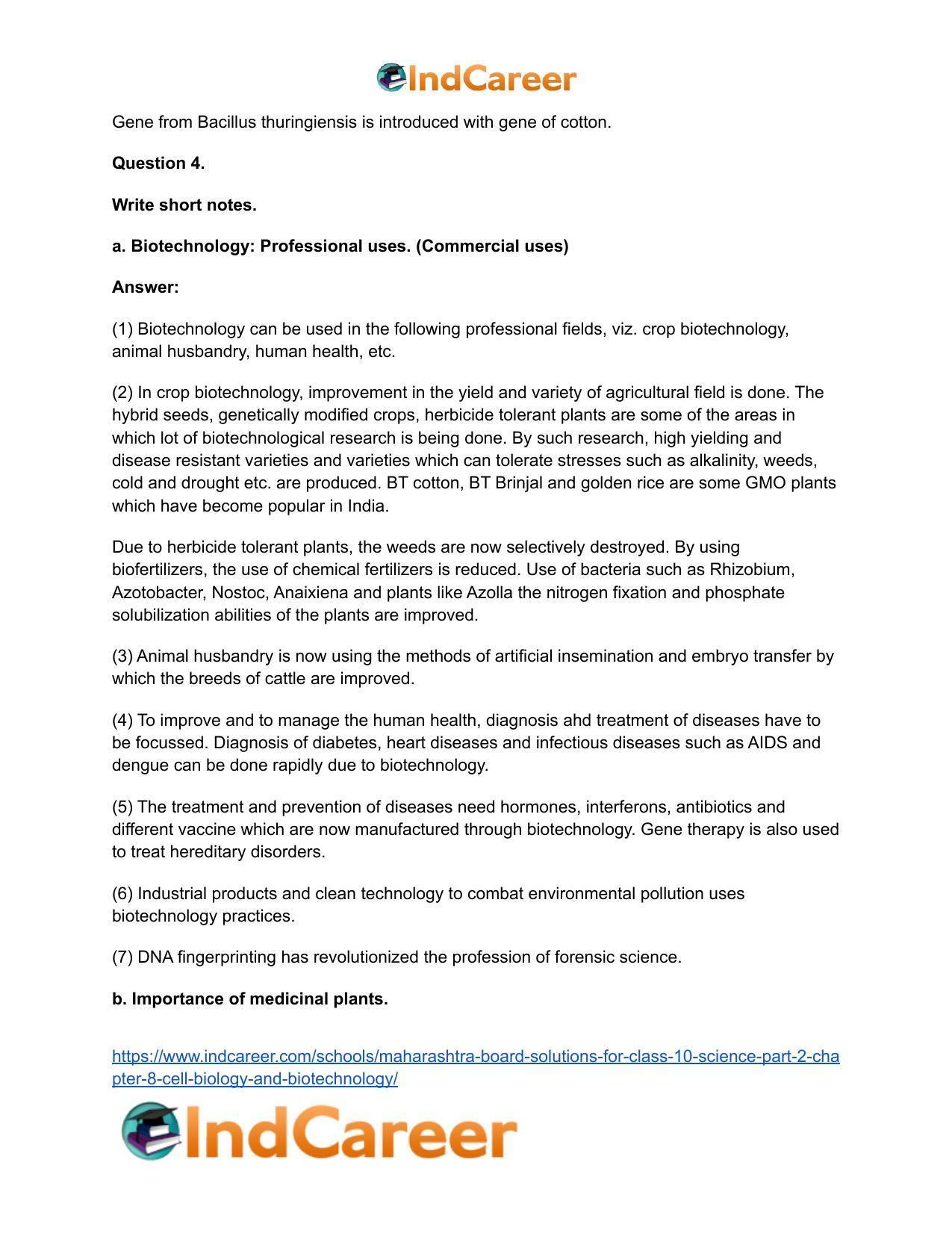 Maharashtra Board Solutions for Class 10- Science (Part 2): Chapter 8- Cell Biology and Biotechnology - Page 5