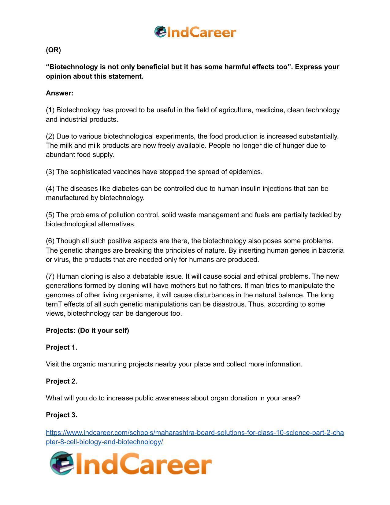Maharashtra Board Solutions for Class 10- Science (Part 2): Chapter 8- Cell Biology and Biotechnology - Page 11