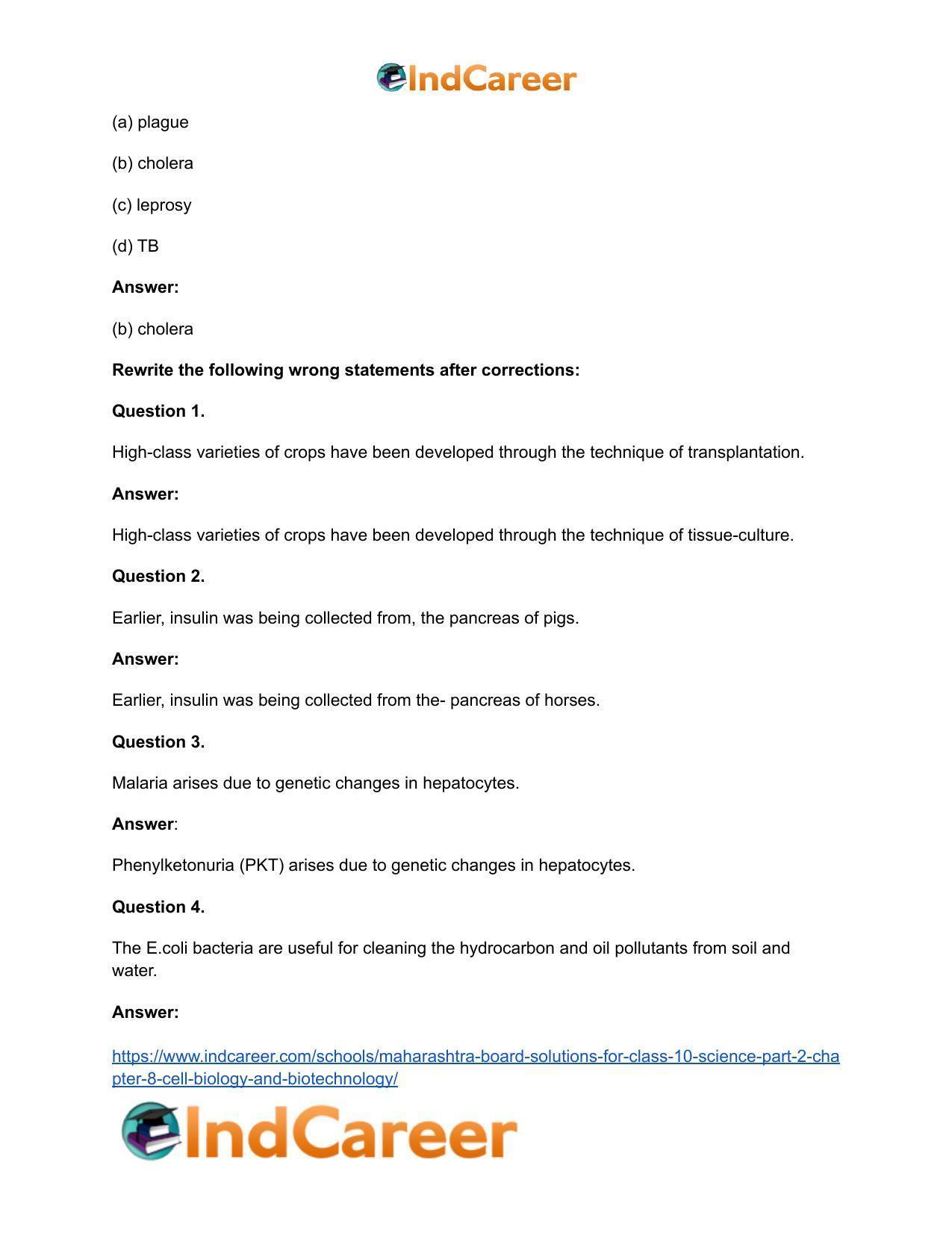 Maharashtra Board Solutions for Class 10- Science (Part 2): Chapter 8- Cell Biology and Biotechnology - Page 17