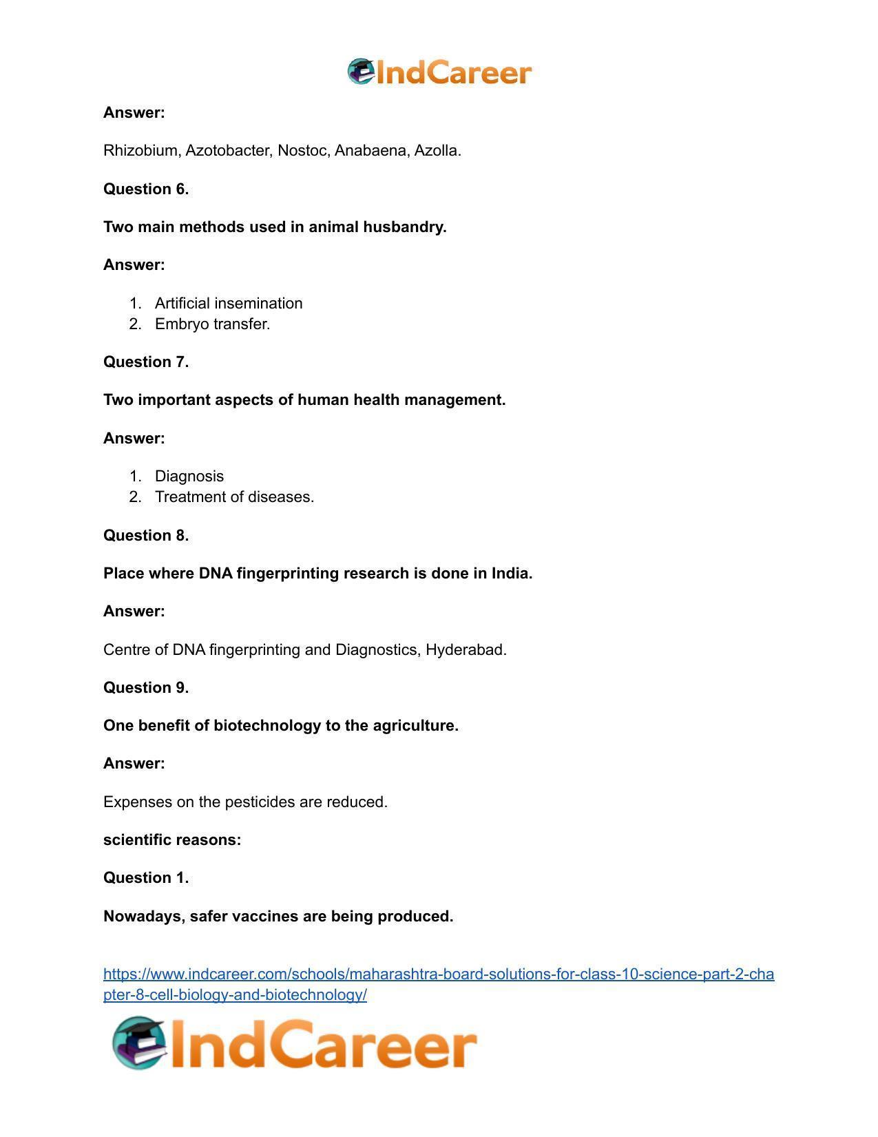 Maharashtra Board Solutions for Class 10- Science (Part 2): Chapter 8- Cell Biology and Biotechnology - Page 24