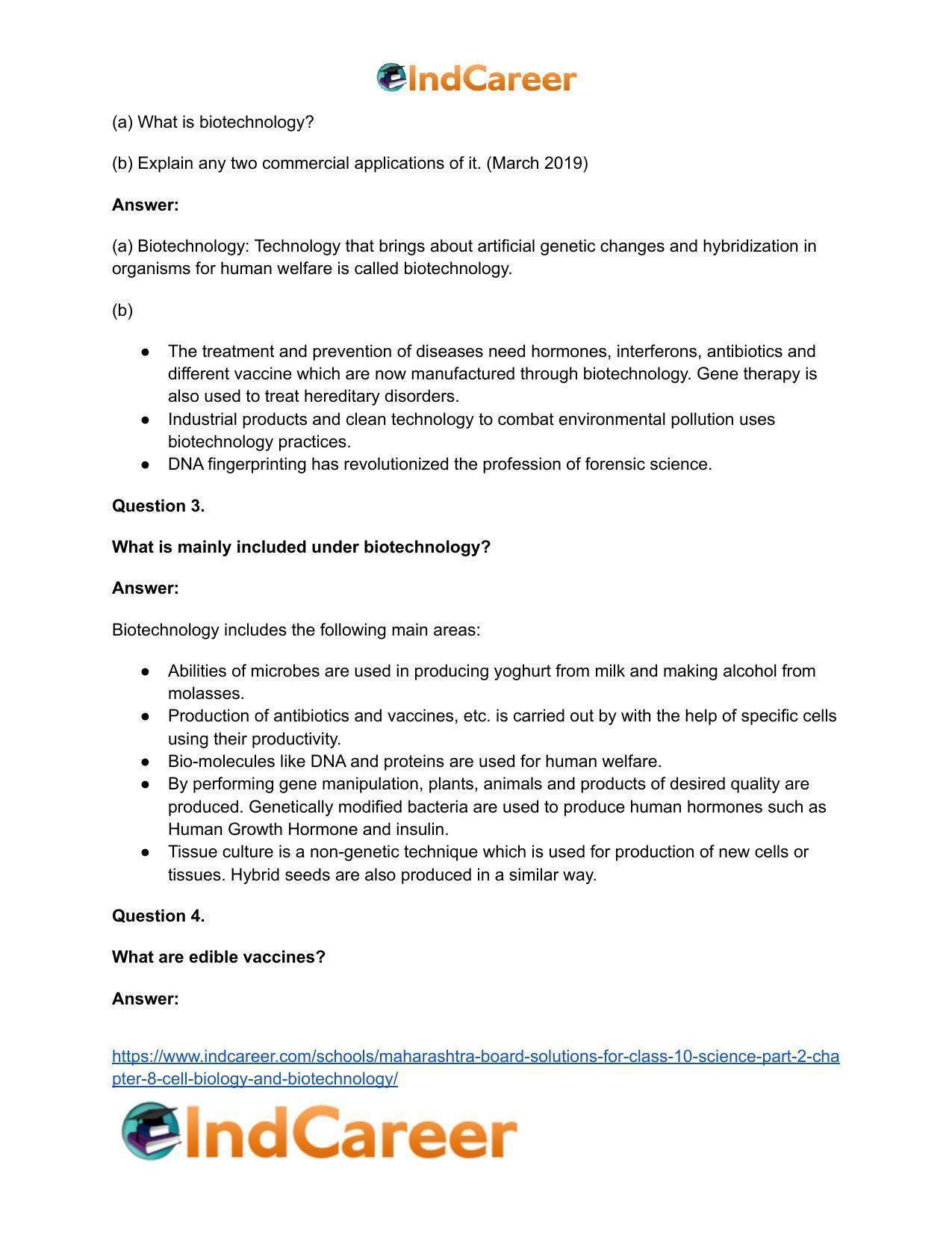 Maharashtra Board Solutions for Class 10- Science (Part 2): Chapter 8- Cell Biology and Biotechnology - Page 26